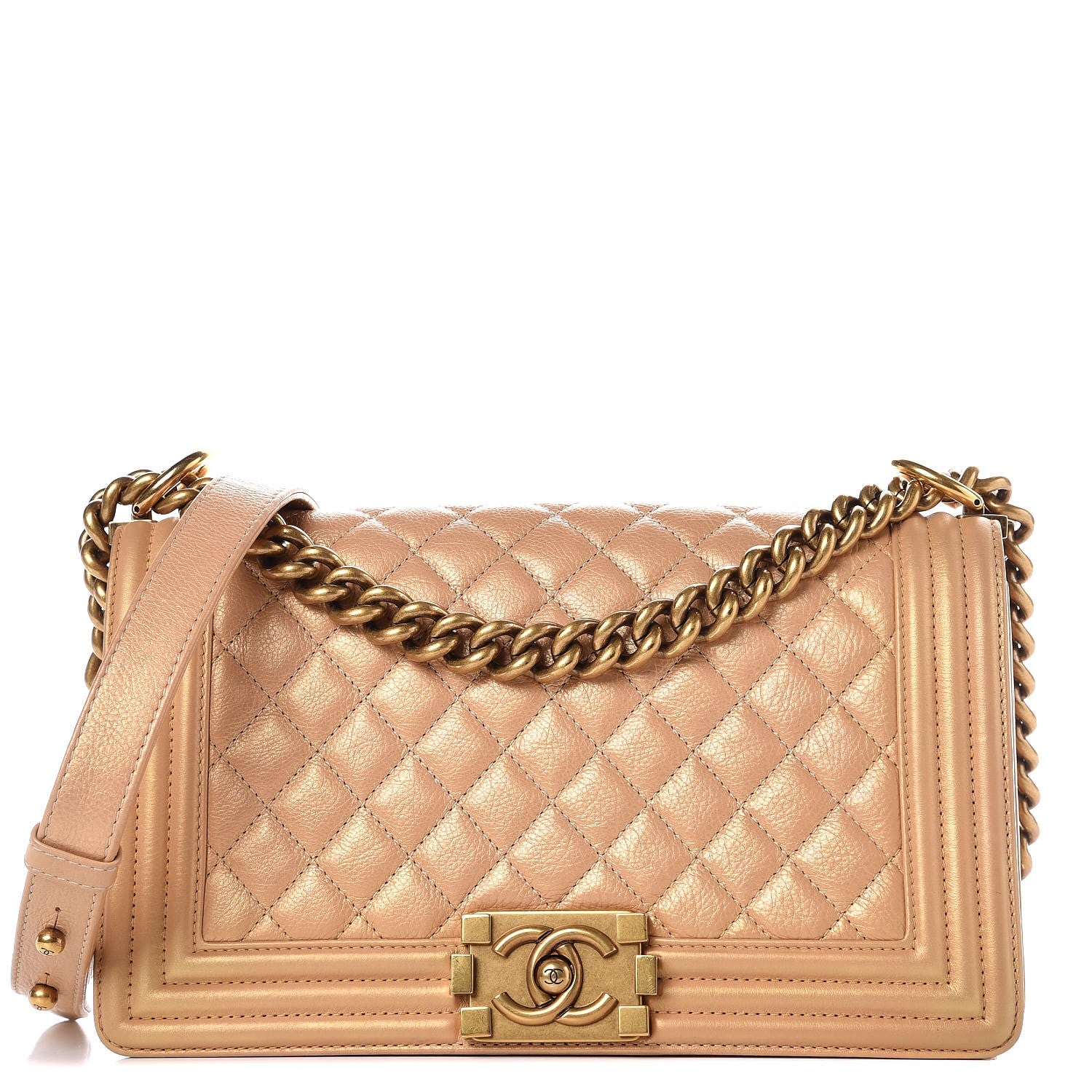 Chanel Metallic Calfskin Quilted Medium Boy Flap Gold 289806