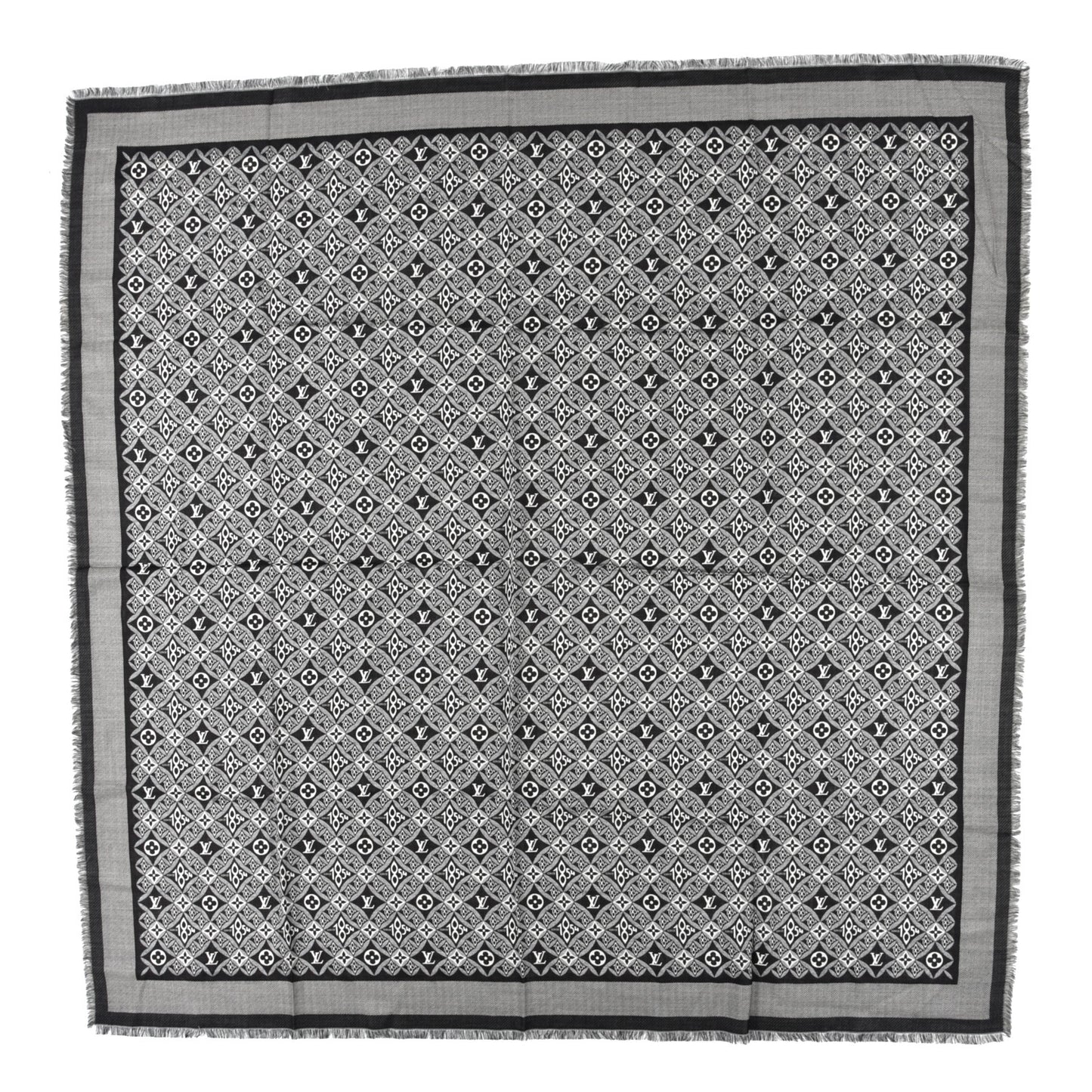 Silk Wool Jacquard Since 1854 Monogram Shawl Gray