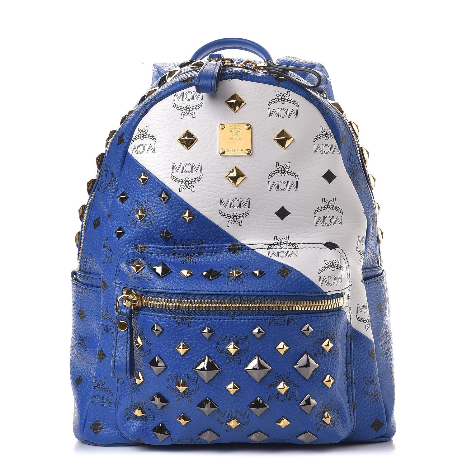 AUTHENTIC blue MCM Stark backpack with studs MCM Visetos Side Stud X-Mini Stark Bebe Boo Backpack Blue  main image 3