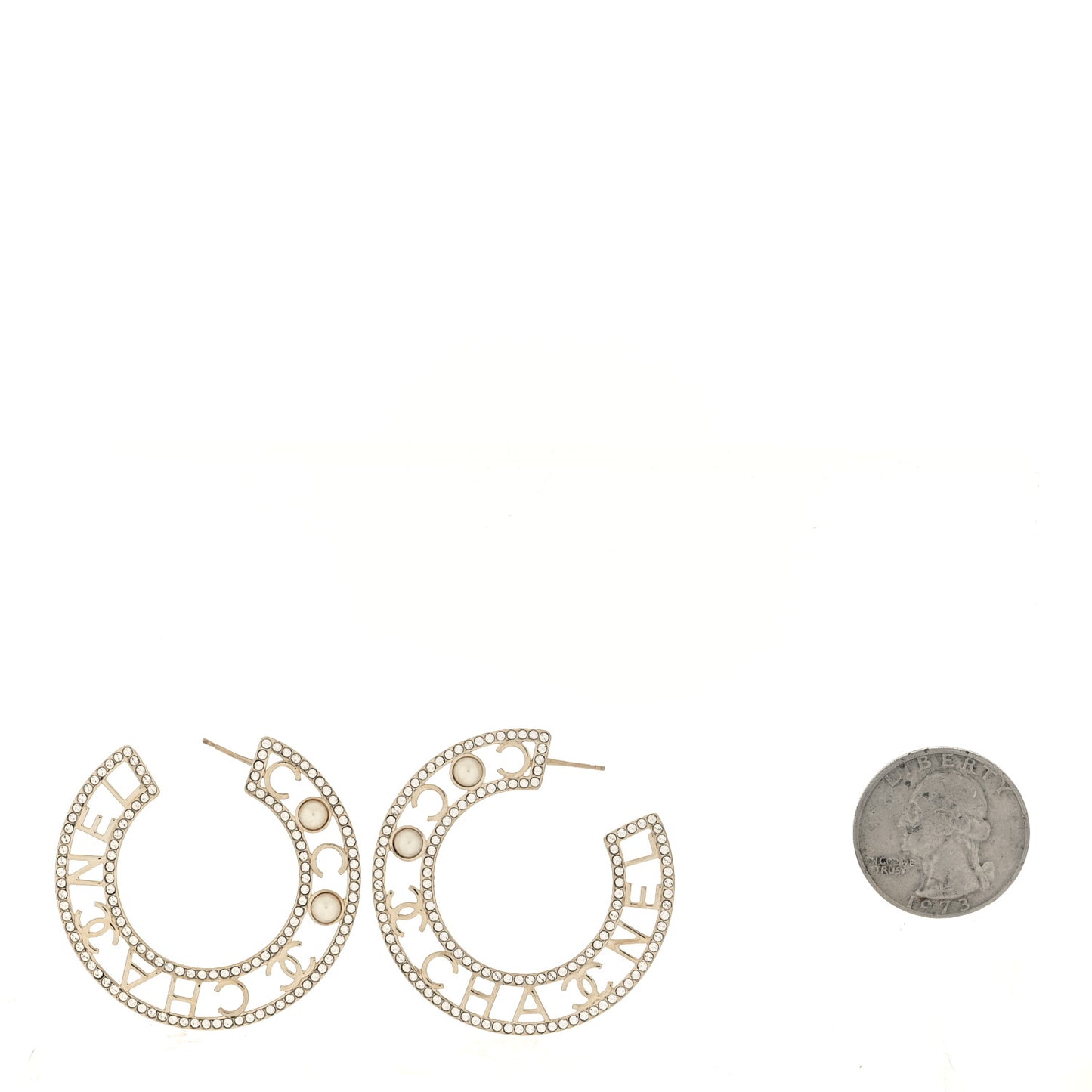 Crystal Pearl Bow-tiful CC Hoop Earrings Gold