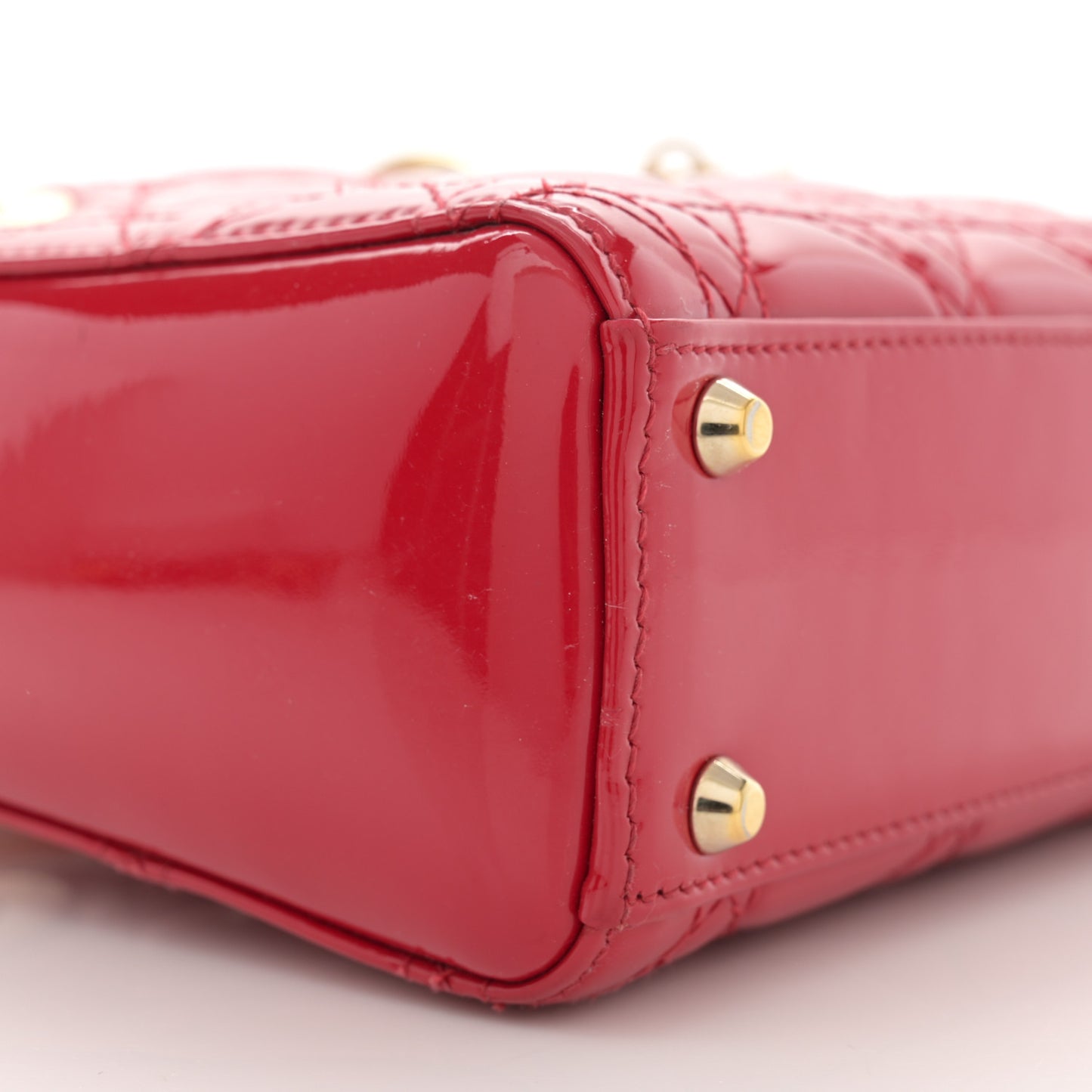 Patent Cannage Mini Lady Dior Red