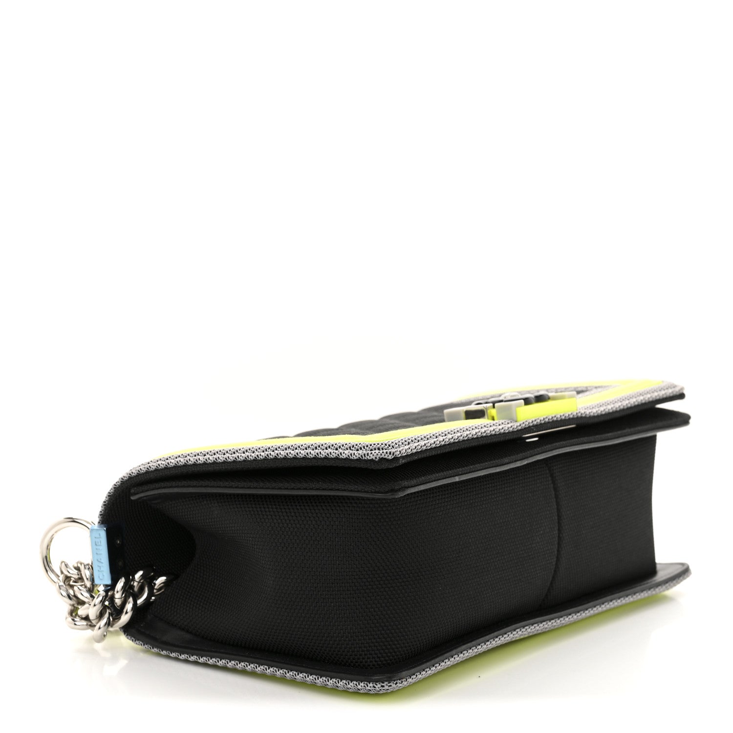 Chanel Canvas Quilted Medium Fluo Boy Flap Black Grey Yellow 4 of 12