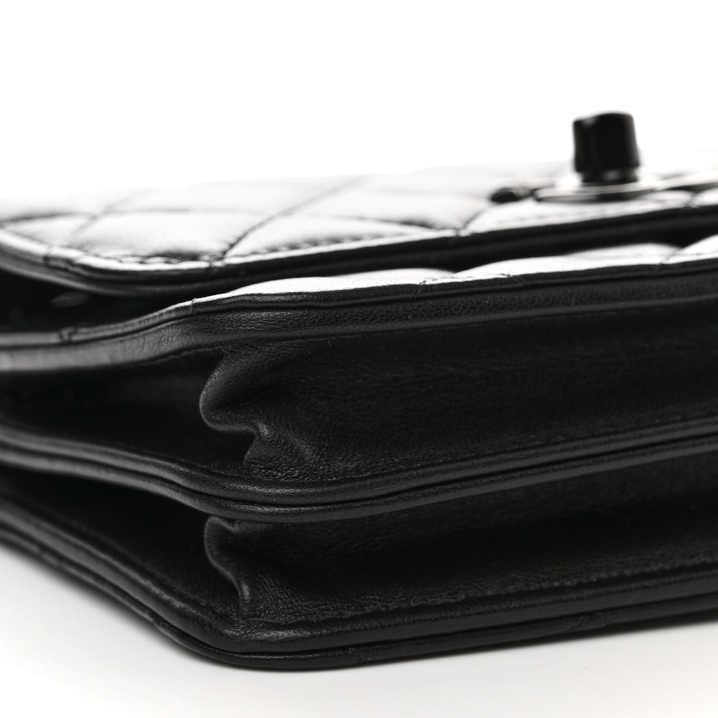 Lambskin Quilted Mini Trendy CC Wallet On Chain WOC So Black