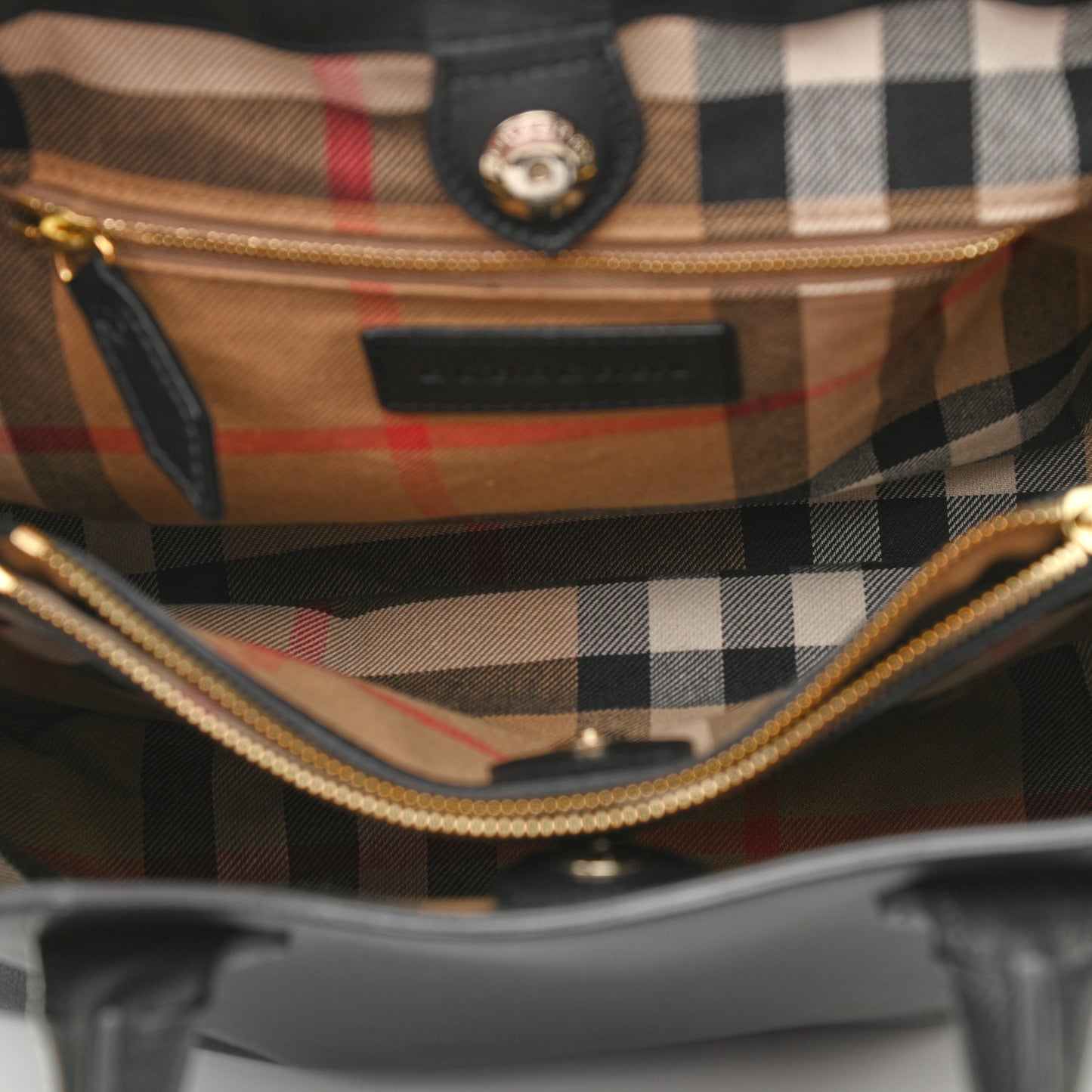 Derby Calfskin House Check Medium Banner Tote Black