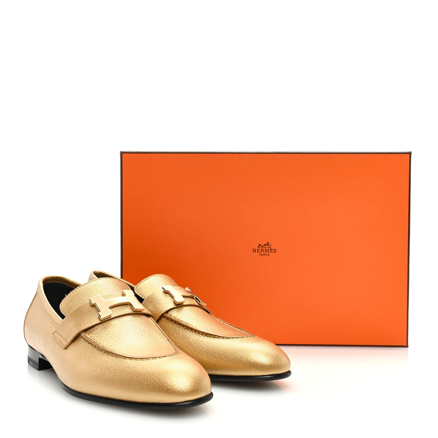 Metallic Goatskin Paris Loafers 37.5 Dore