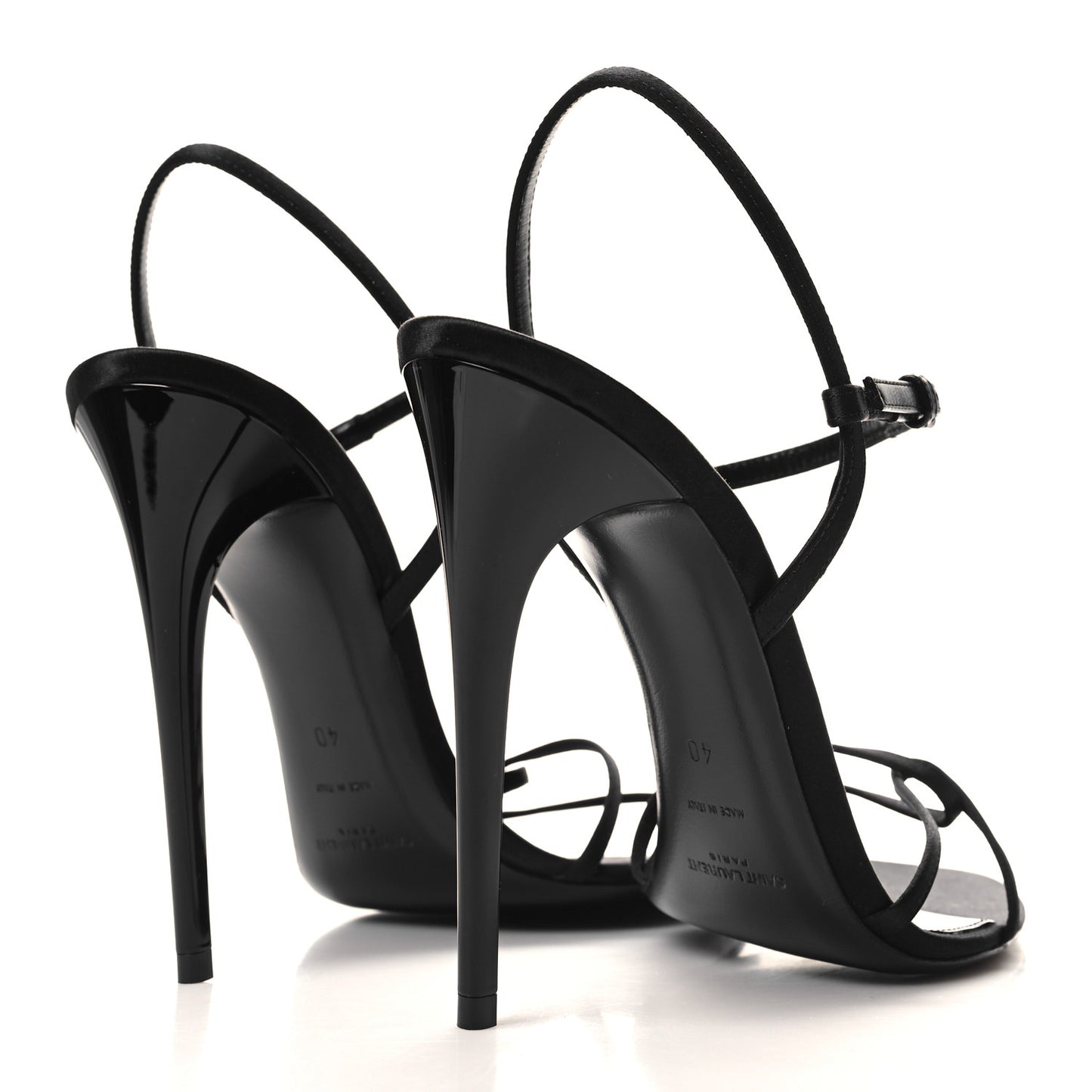 Crepe Satin Clara 110 Ankle Strap Sandals 40 Black