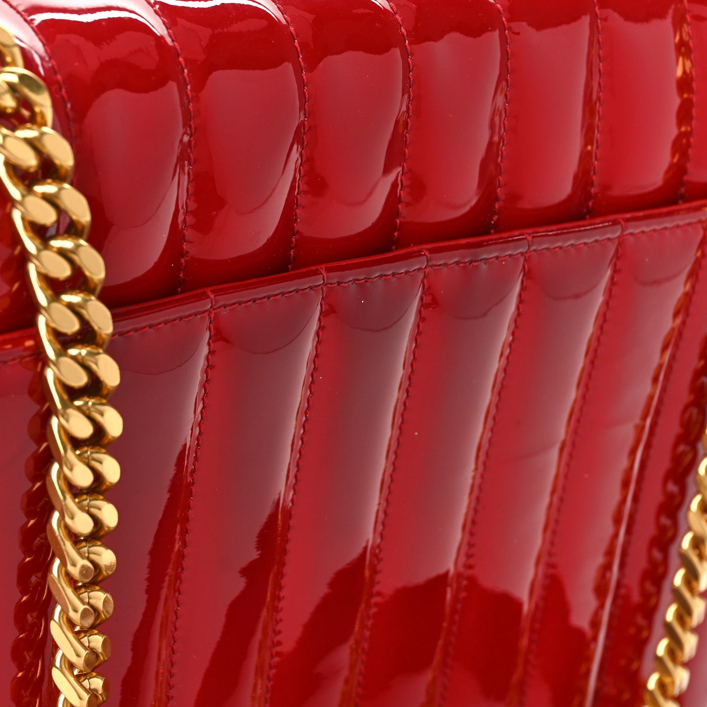 Patent Matelasse Monogram Large Vicky Chain Bag Rouge Eros