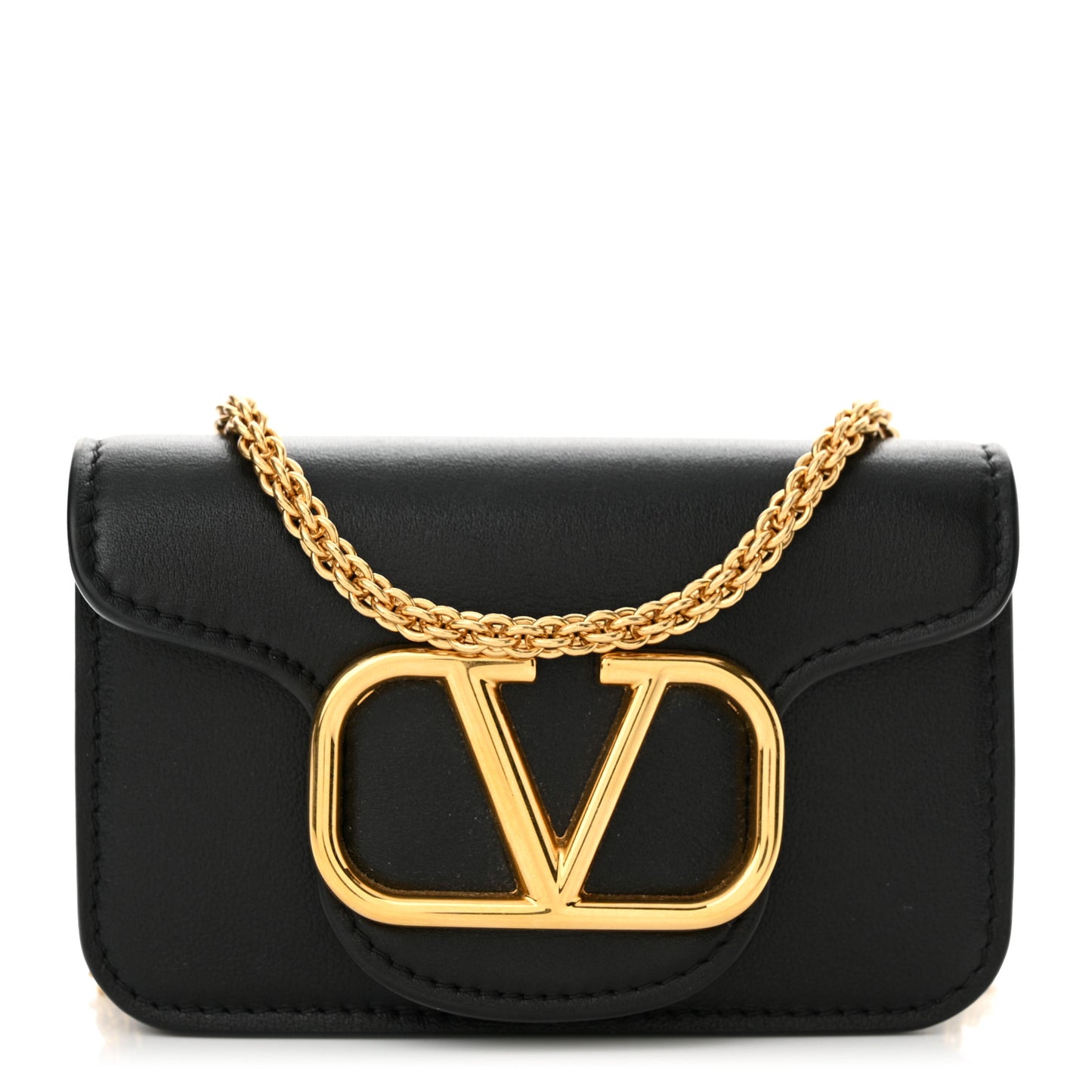 Calfskin Vlogo Chain Micro Loco Bag Black