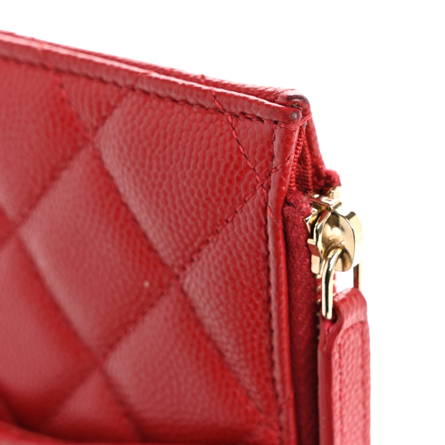 Caviar Quilted Classic Flat Wallet Pouch Red
