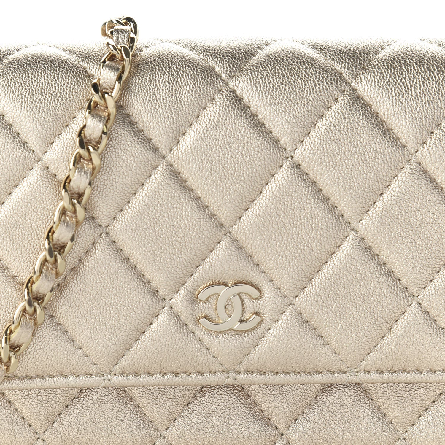 Chanel Metallic Lambskin Quilted Mini Wallet On Chain WOC Gold 10 of 11