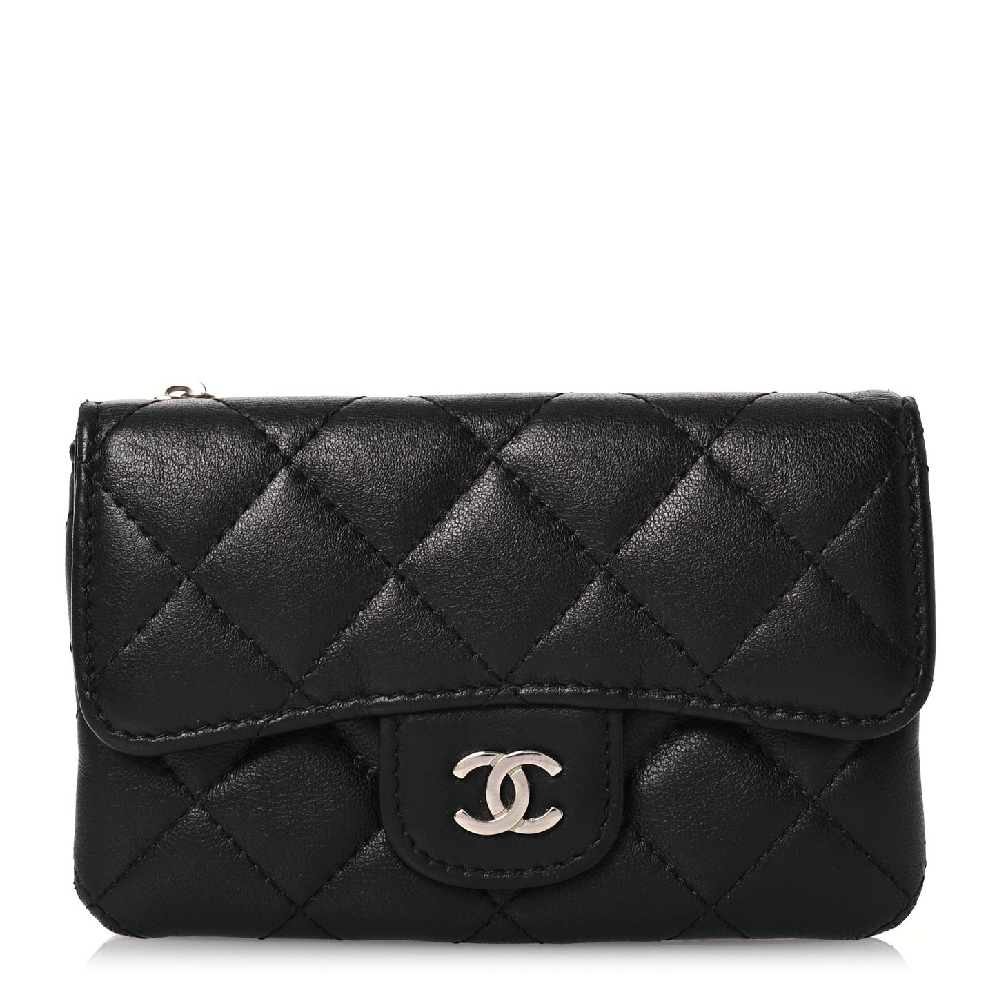 Lambskin Quilted Coin Purse Black