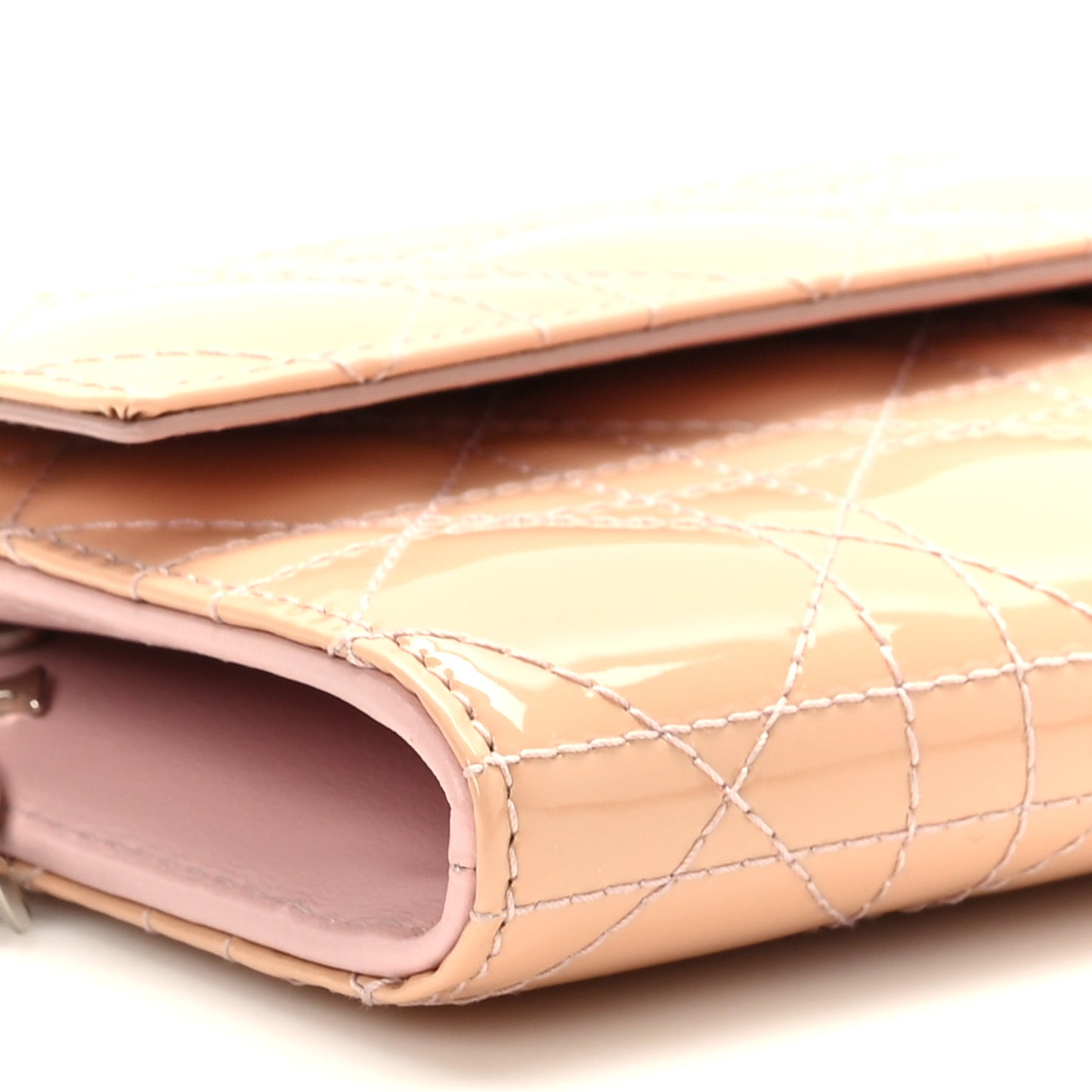 Patent Cannage Lady Dior Rendezvous Wallet On Chain Pink