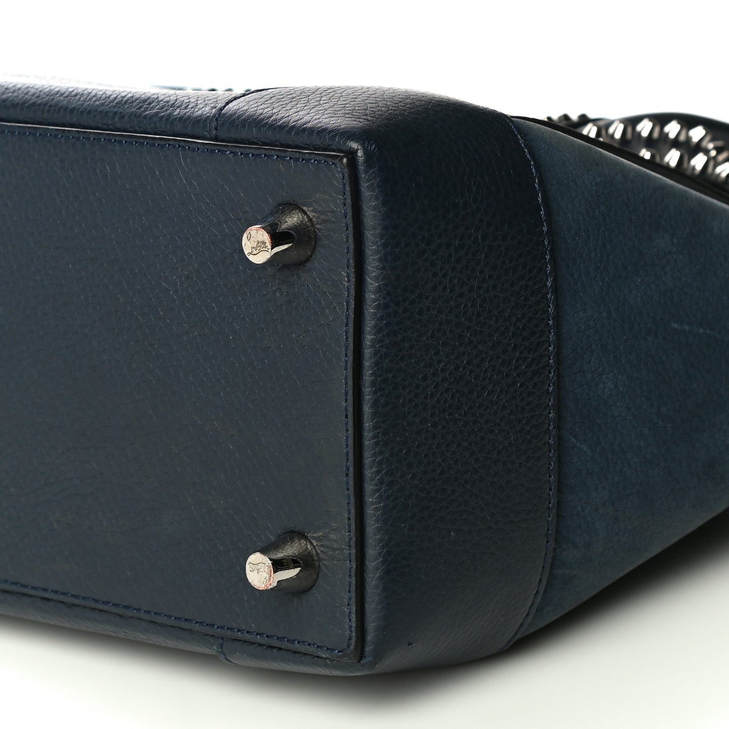 Suede Grained Calfskin Studded Small Eloise Tote Navy Blue