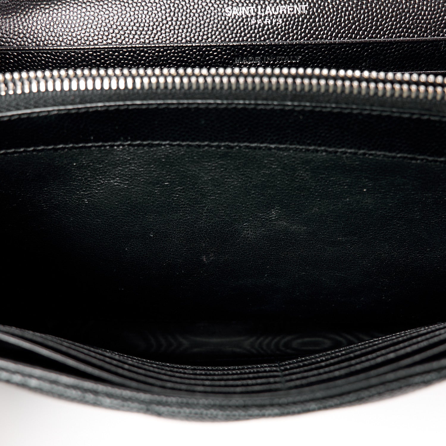 Saint Laurent Grain De Poudre Matelasse Chevron Monogram Chain Wallet Black 13 of 14