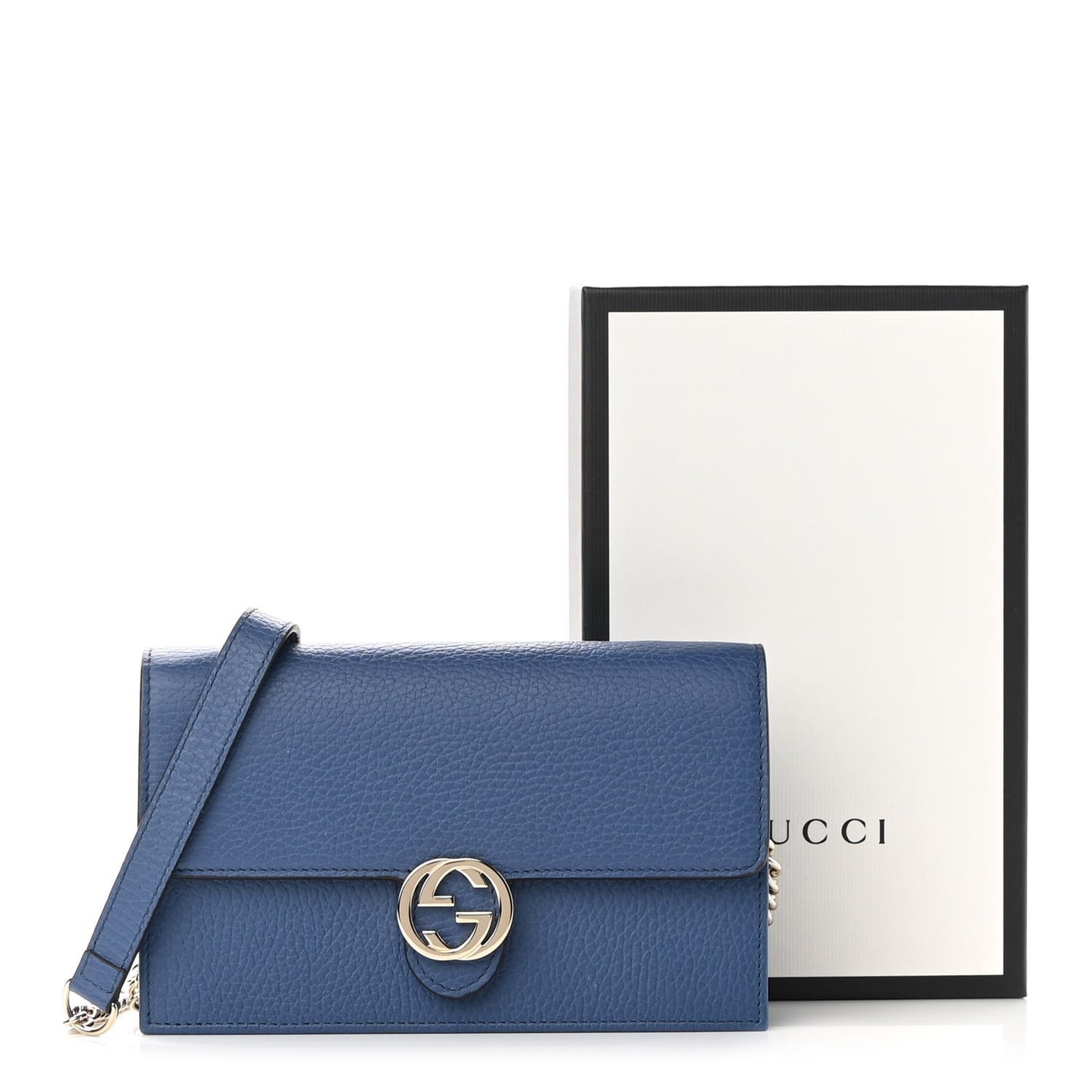 Dollar Calfskin Interlocking G Chain Wallet Caspian