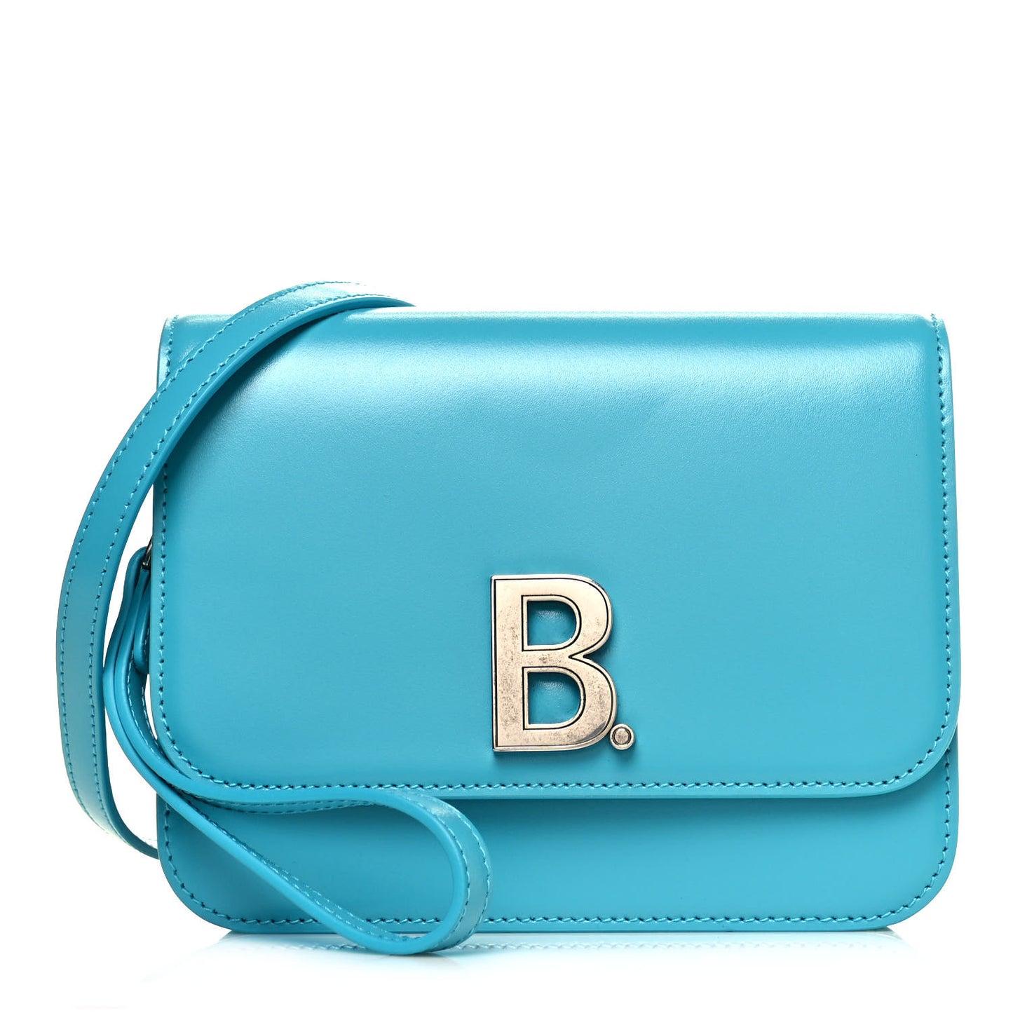 Shiny Box Calfskin Small B Bag Turquoise