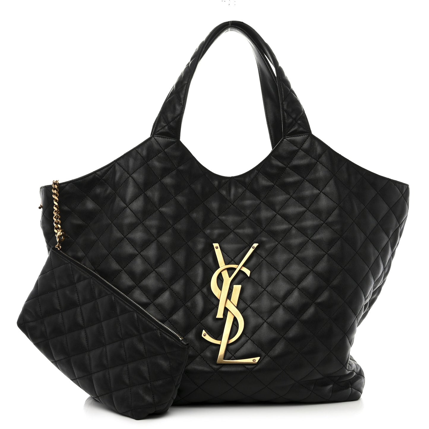Lambskin Quilted Maxi Icare Shopping Tote Black