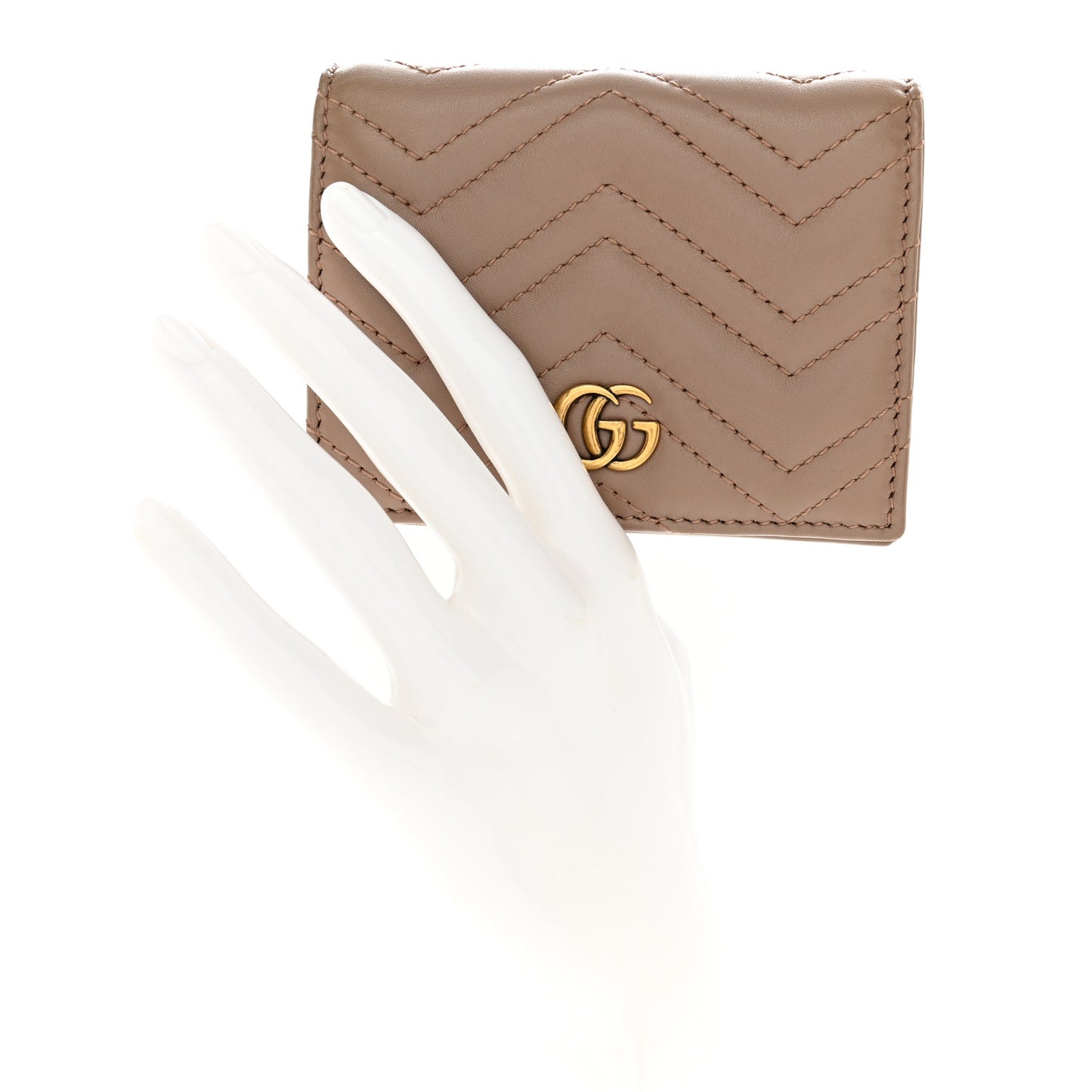 Calfskin Matelasse GG Marmont Card Case Wallet Porcelain Rose