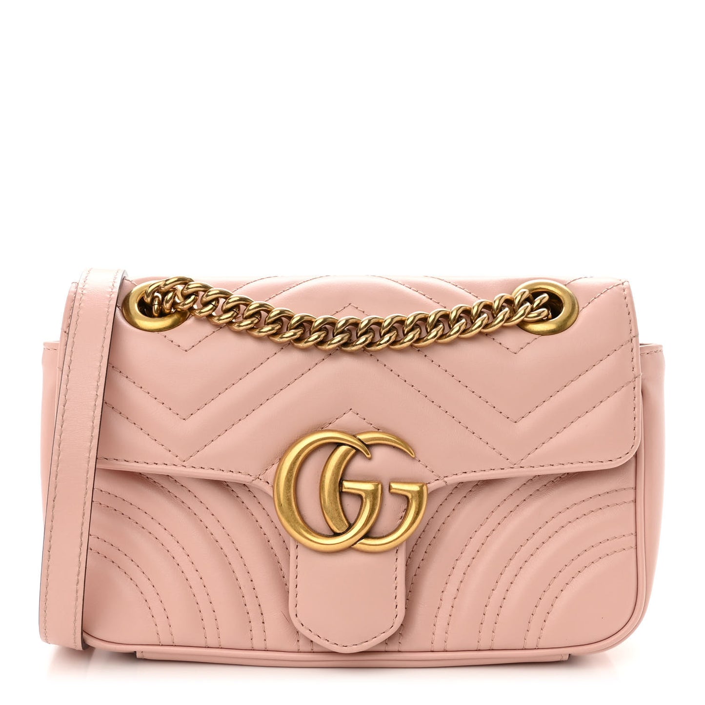 Calfskin Matelasse Mini GG Marmont Shoulder Bag Perfect Pink