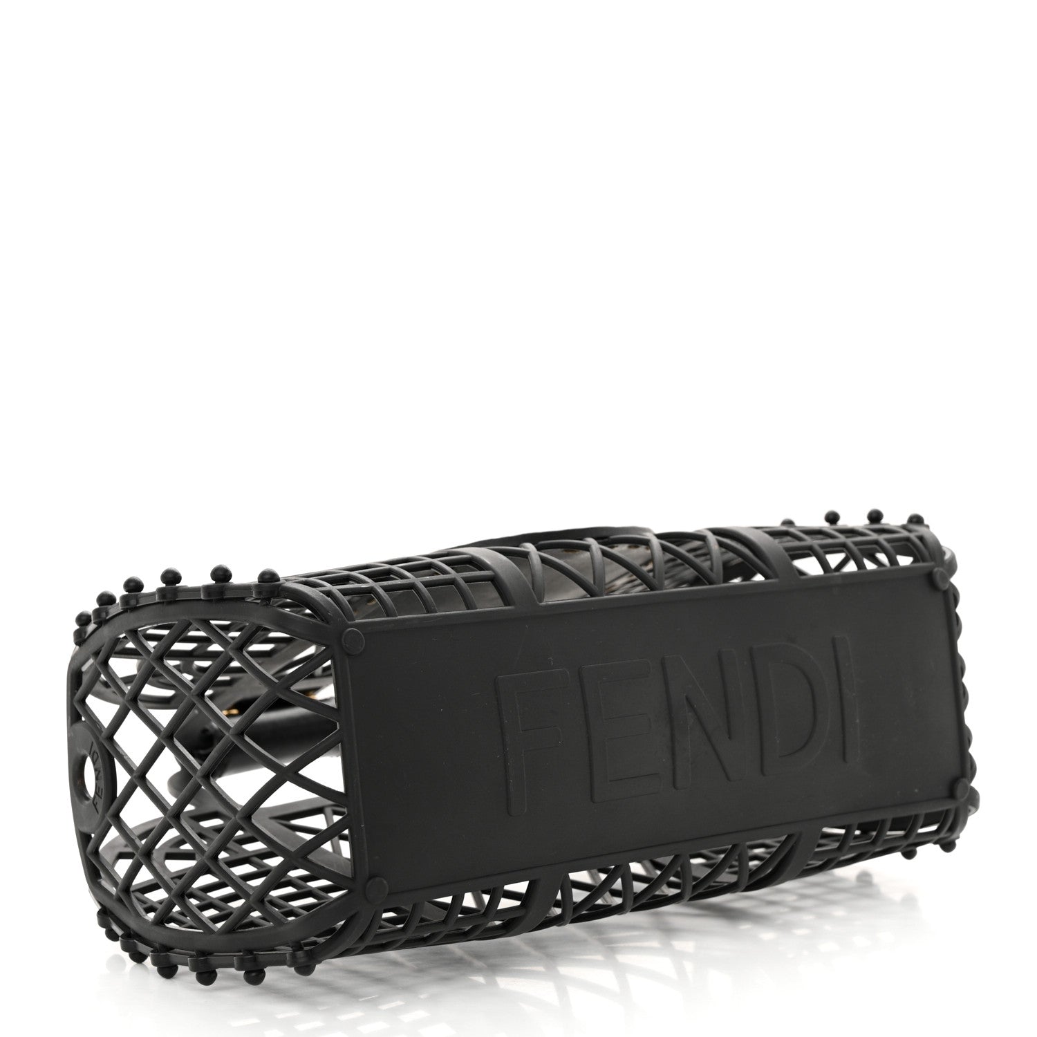Fendi Recycled Plastic Vitello Liberty Matte Small Fendi Basket Black Miele Scuro 4 of 11