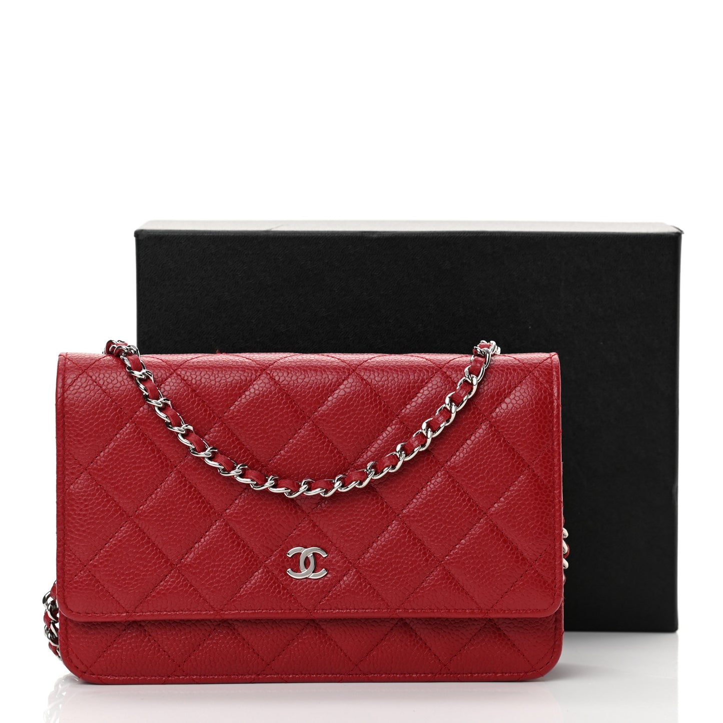 Caviar Quilted Wallet On Chain WOC Red