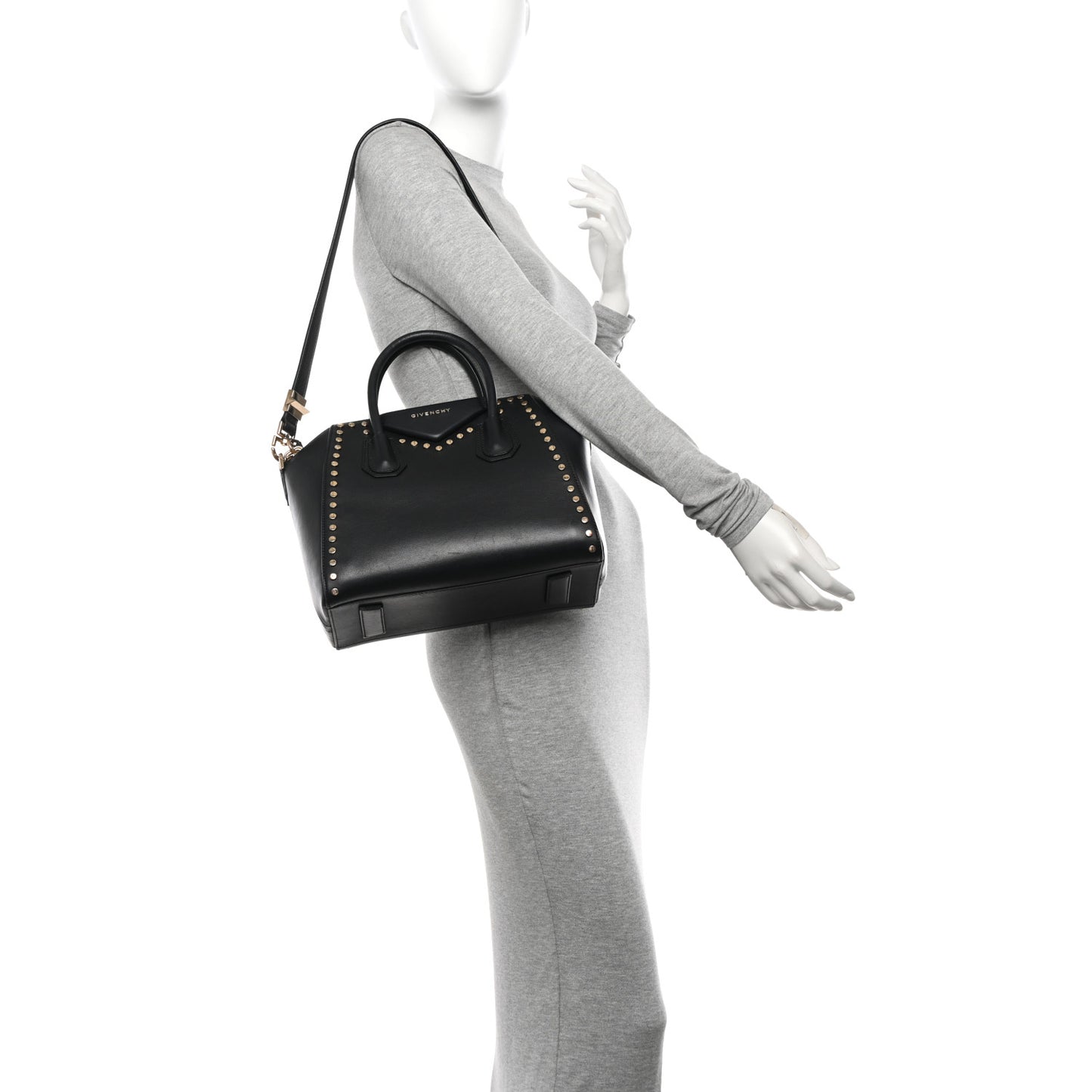 Smooth Calfskin Small Studded Antigona Black