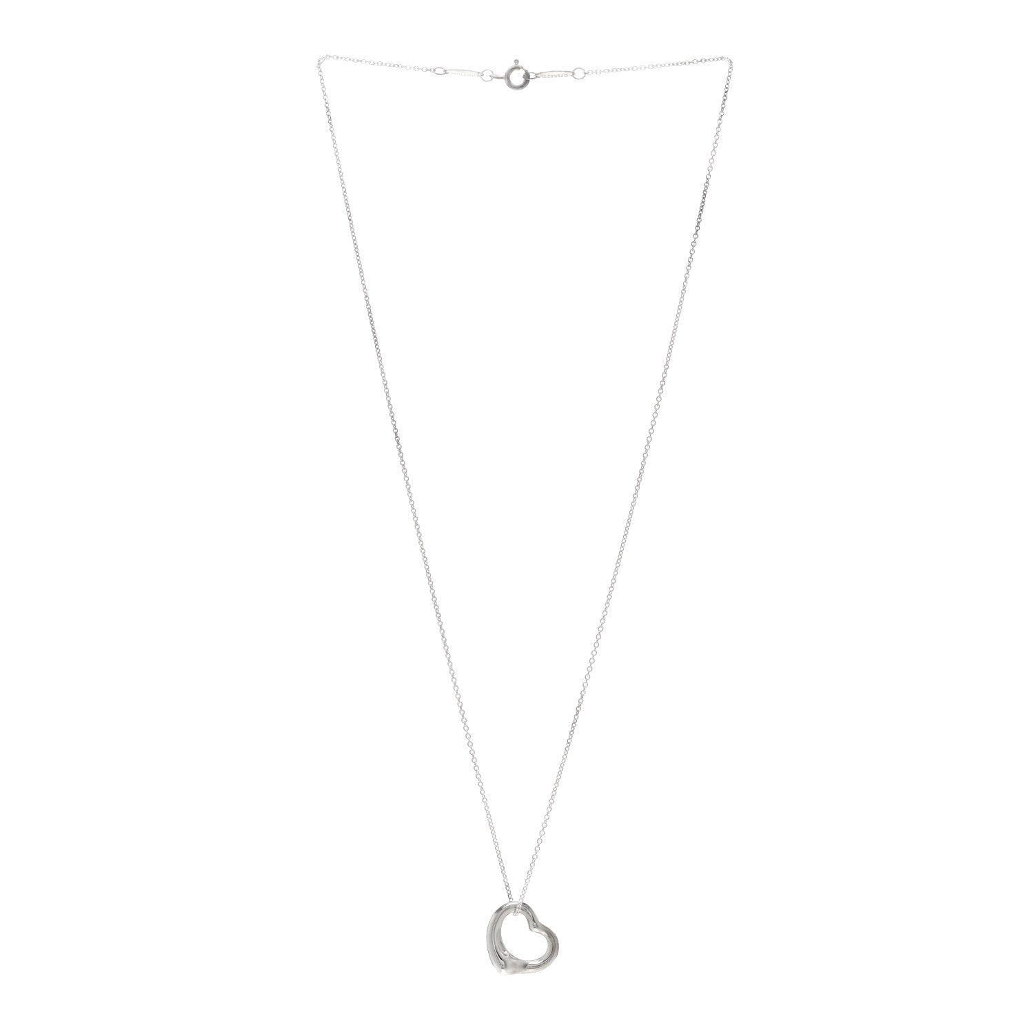 Tiffany Sterling Silver 16mm Elsa Peretti Open Heart Pendant Necklace 3 of 4