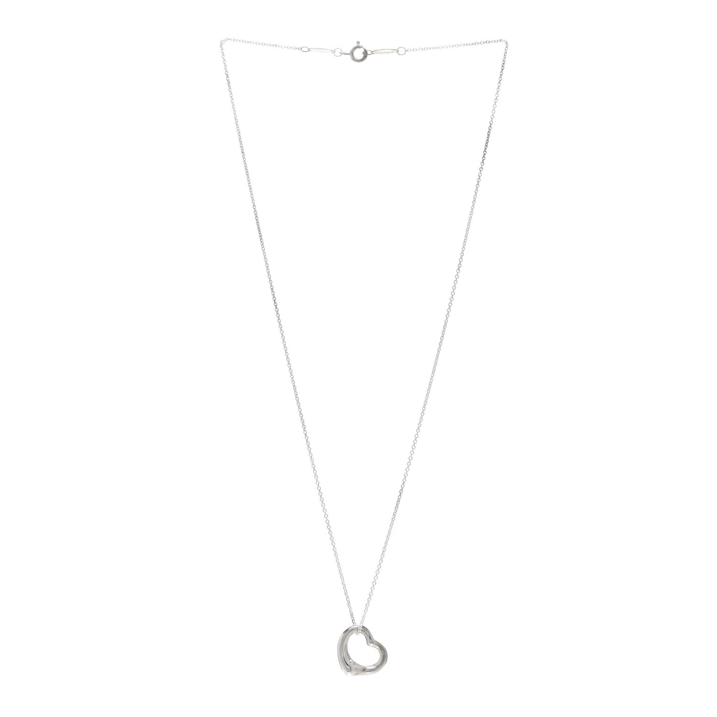 Sterling Silver 16mm Elsa Peretti Open Heart Pendant Necklace