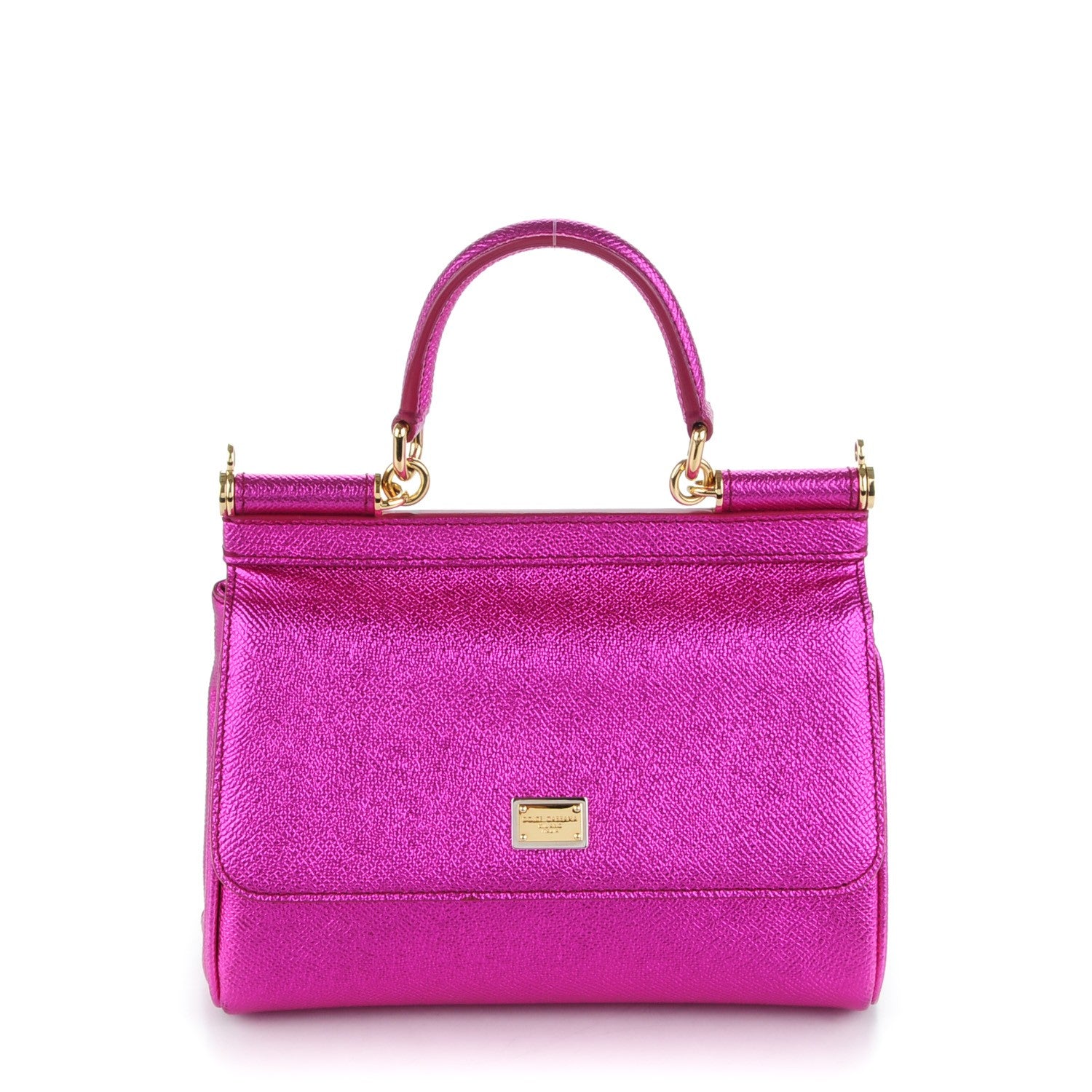 Dolce & Gabbana Metallic Dauphine Micro Miss Sicily Satchel Pink