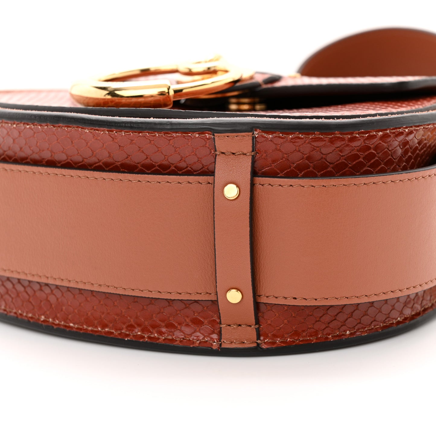 Calfskin Python Embossed Small Tess Bag Sepia Brown