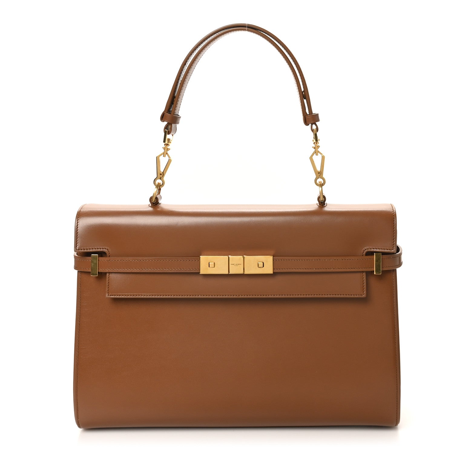 SAINT LAURENT マンハッタン Saint Laurent Smooth Calfskin Manhattan Top Handle Brown 1784339