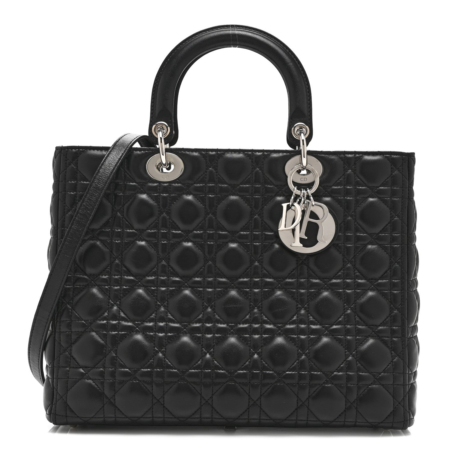 レディディオール 黒 Christian Dior Lambskin Cannage Large Lady Dior Black 1848943