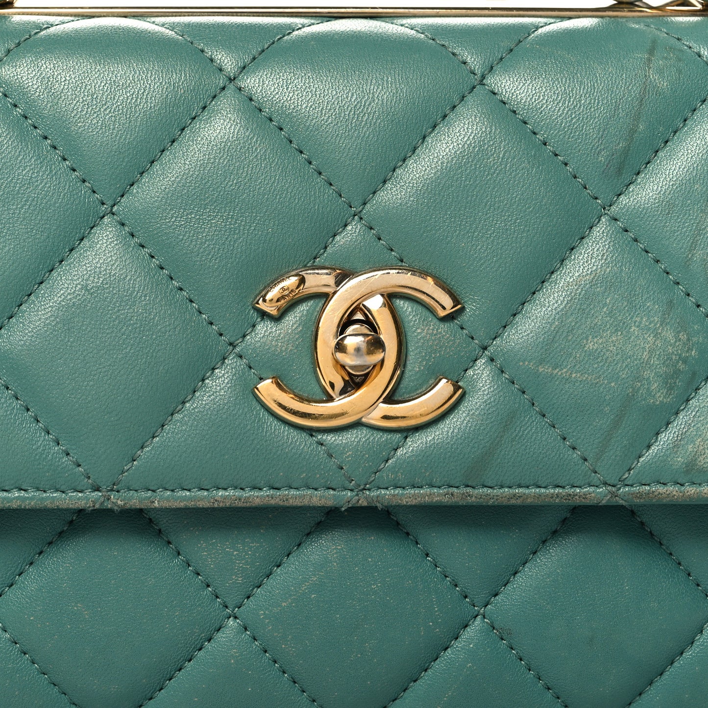 Lambskin Quilted Small Trendy CC Flap Dual Handle Bag Green