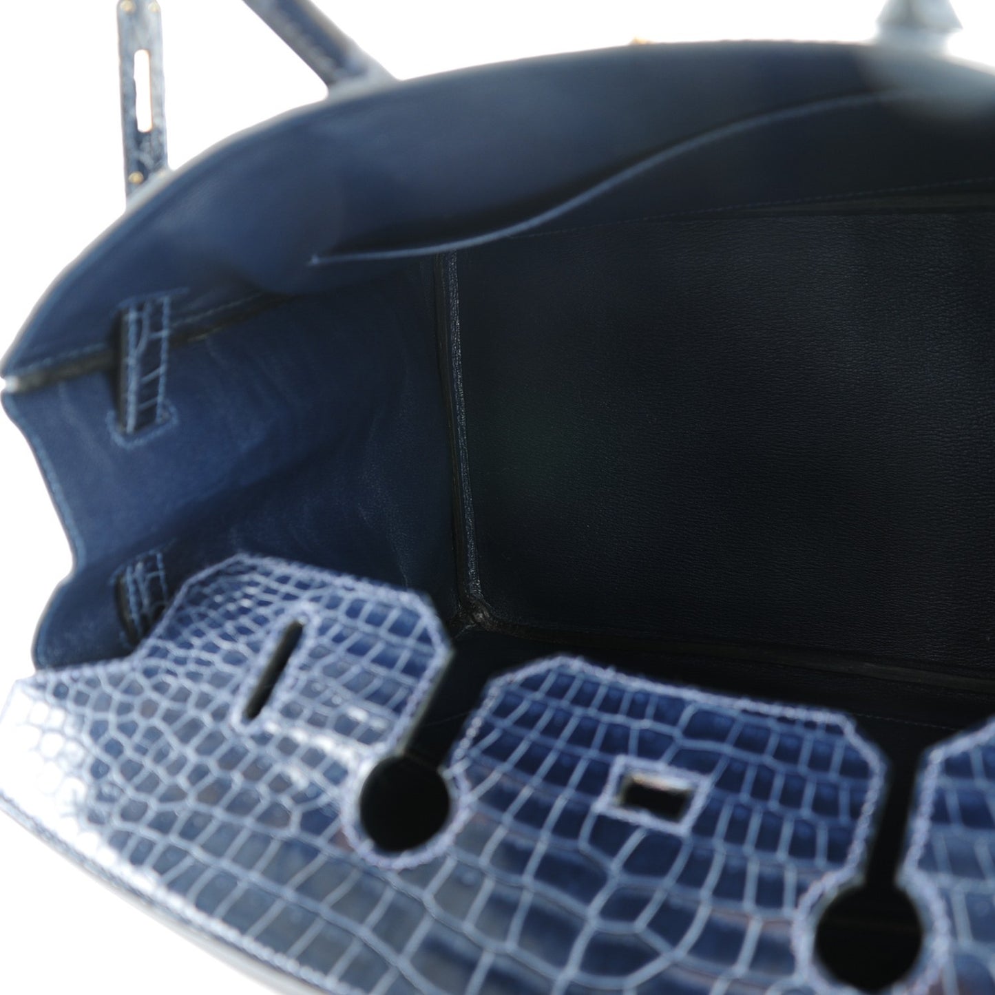 Shiny Porosus Crocodile Birkin 35 Bleu Abysse