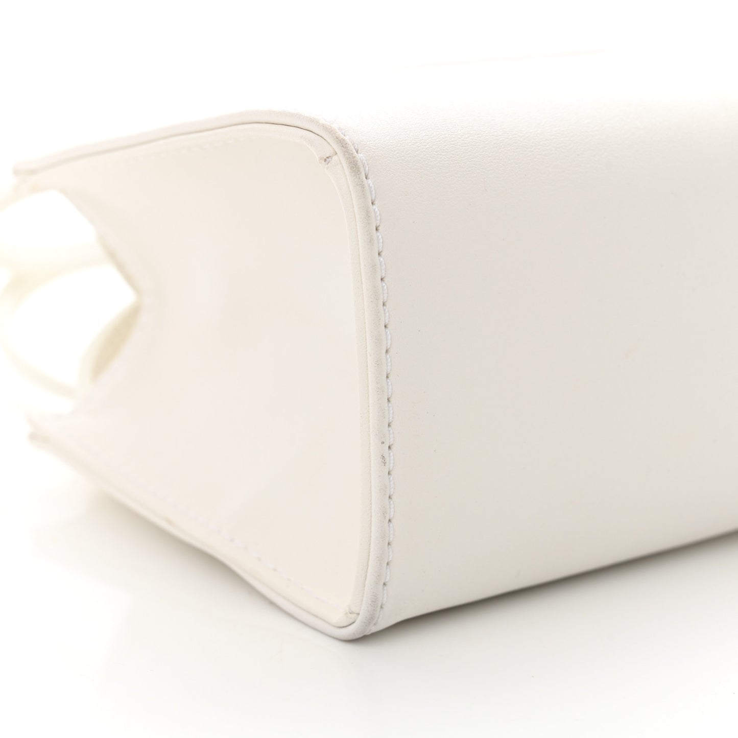 Vegan Leather Small Shopping Bag White
