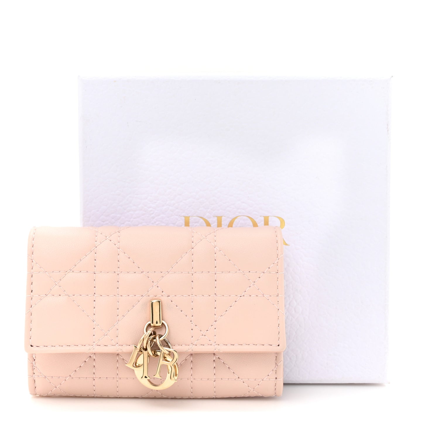 Lambskin Cannage Miss Dior Glycine Wallet Powder Pink