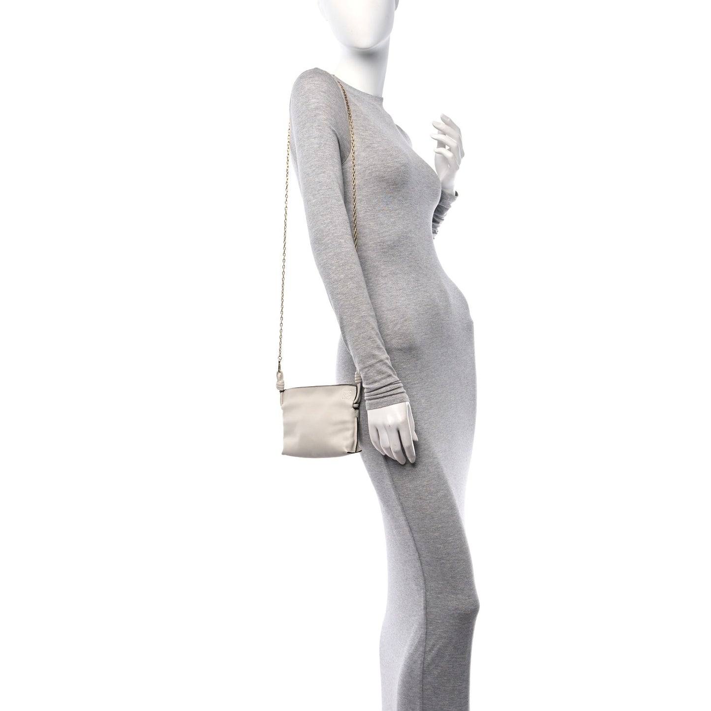Calfskin Nano Flamenco Knot Clutch Soft White