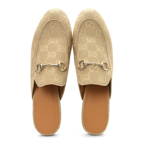 Canvas GG Monogram Womens Princetown Slippers 40 Egypt Salt
