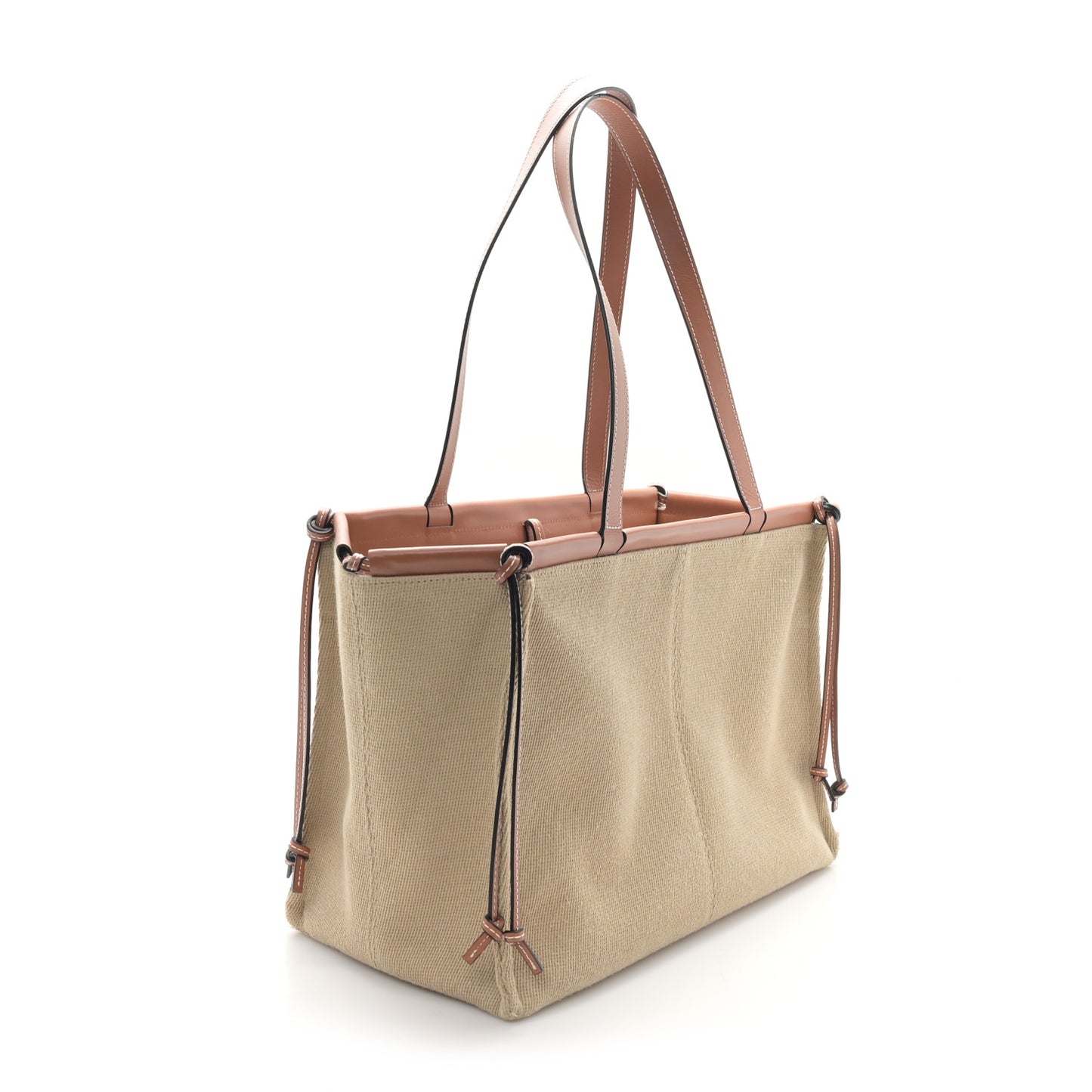 Canvas Calfskin Cushion Tote Natural