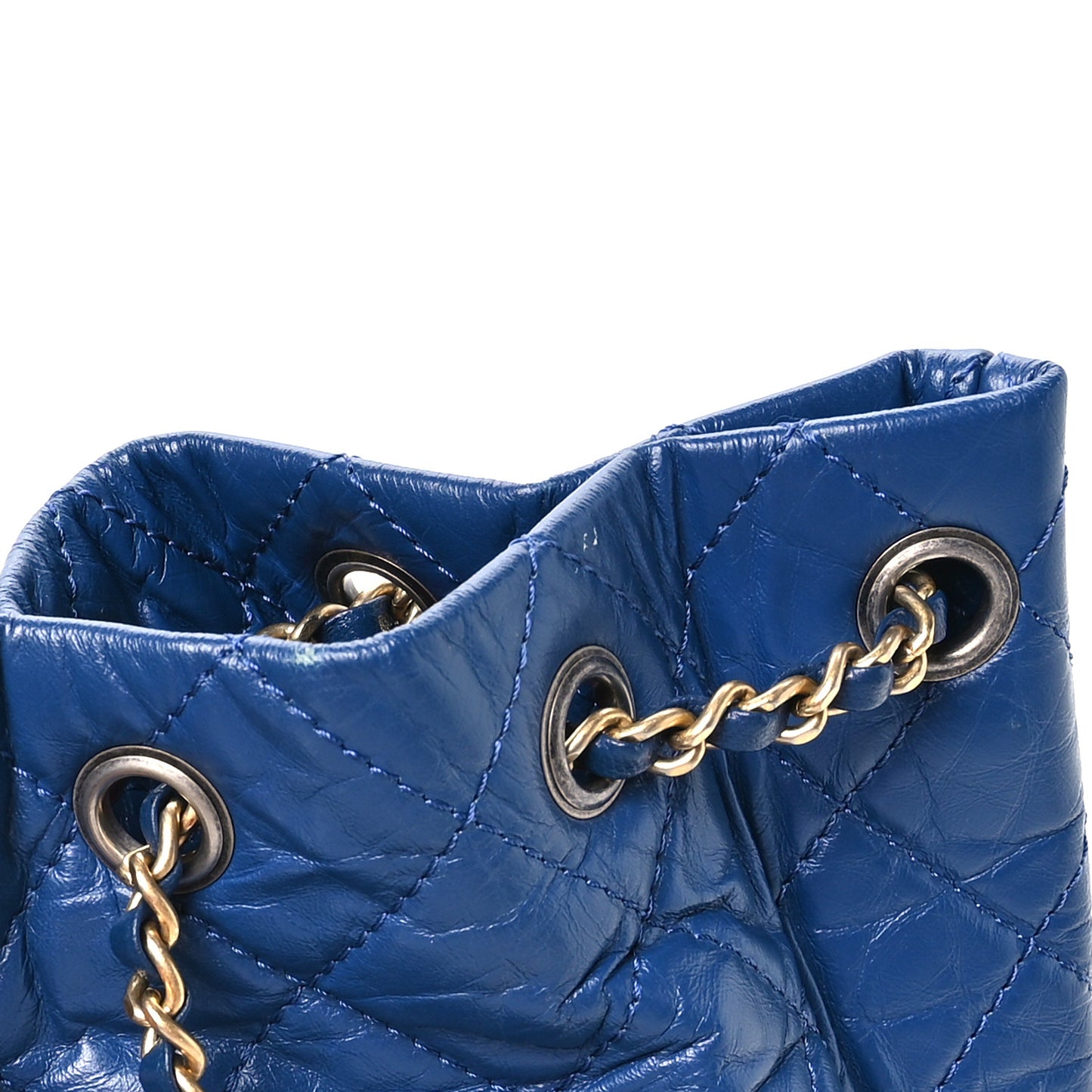 Aged Calfskin Quilted Gabrielle Backpack Blue