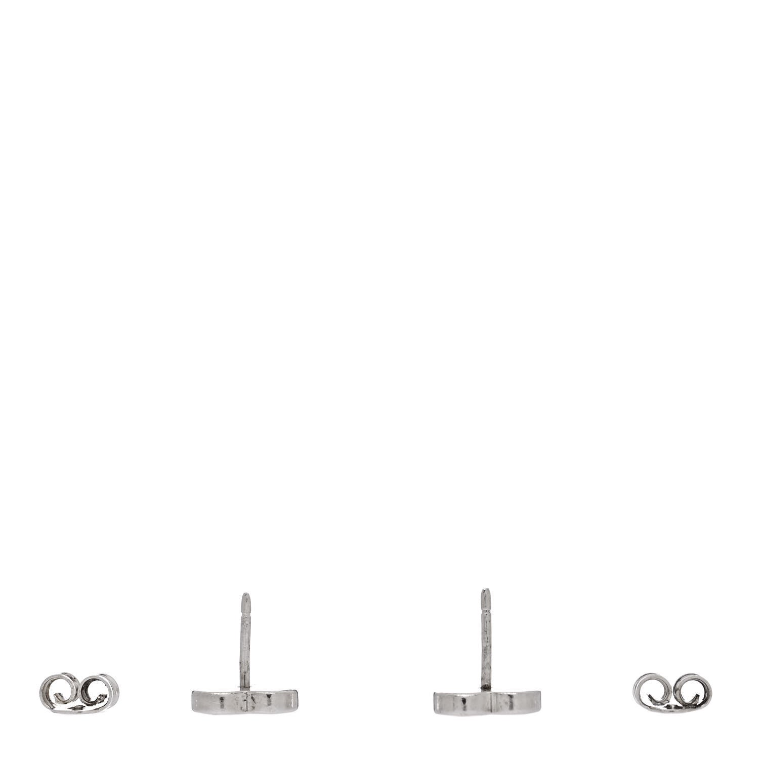 Gucci Sterling Silver Trademark Heart Stud Earrings 3 of 4