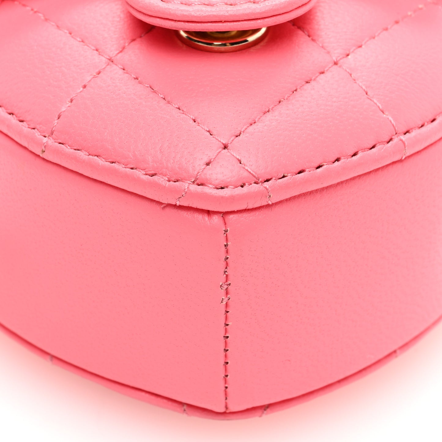 Lambskin Quilted CC In Love Heart Coin Purse With Chain Pink
