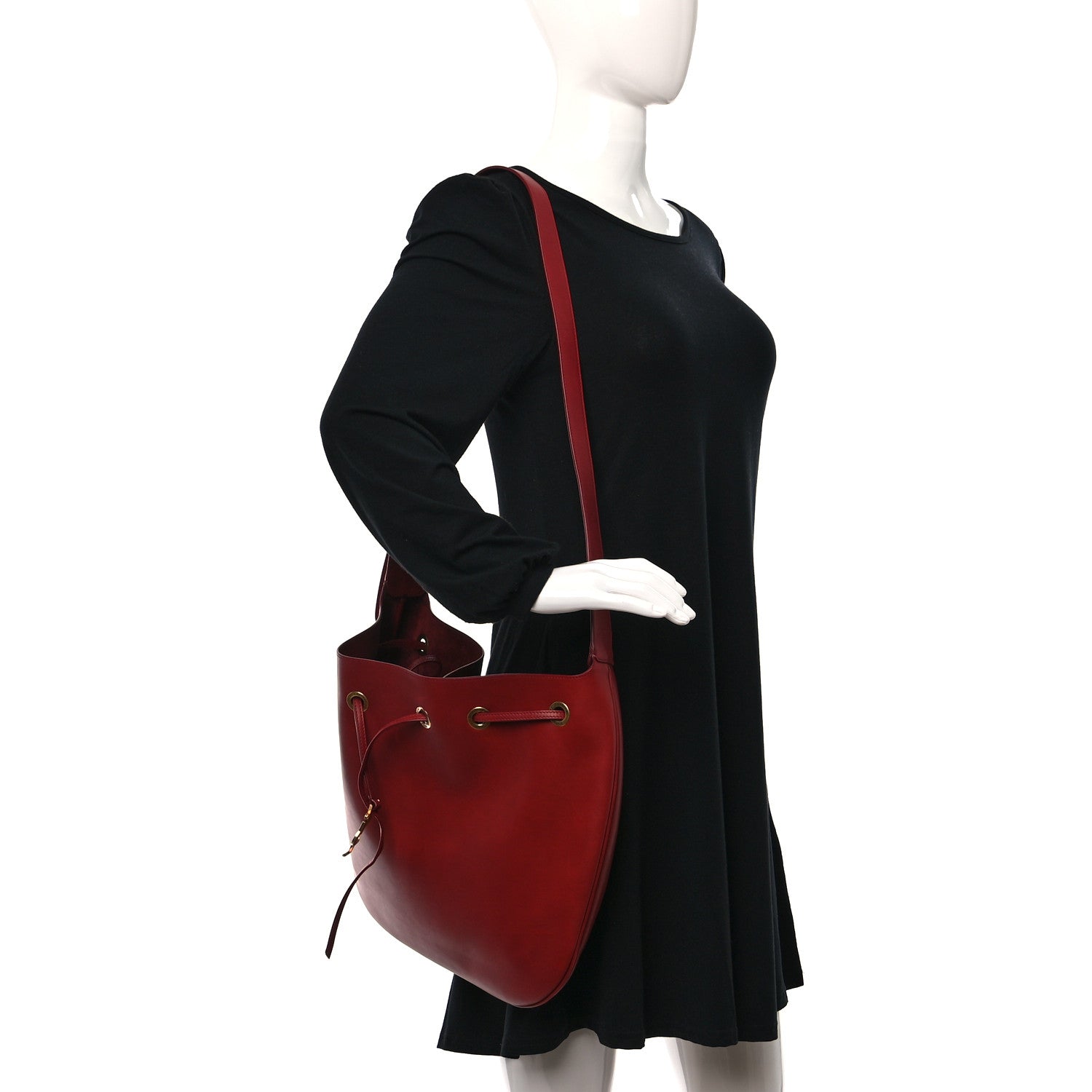 Saint Laurent Smooth Calfskin Paris VII Large Flat Hobo Red 2 of 15