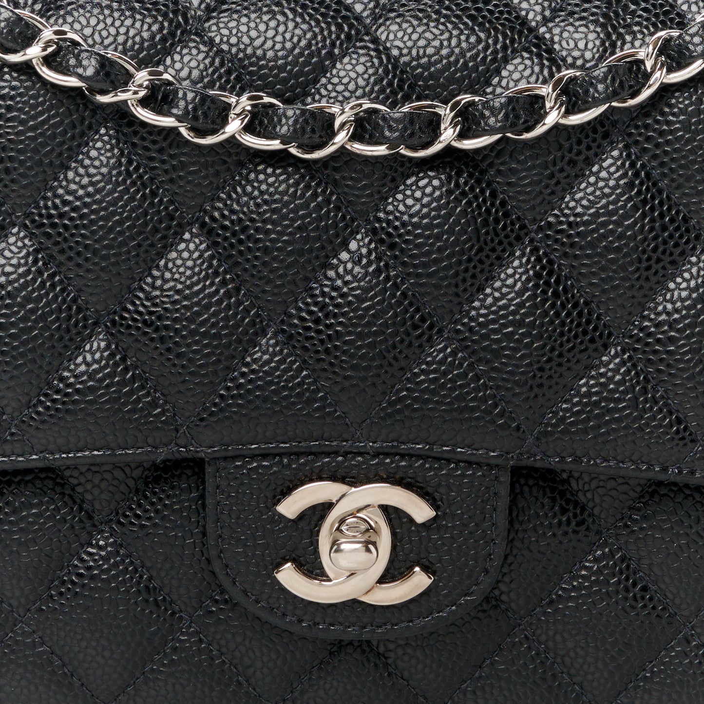 Caviar Quilted Medium Double Flap Black