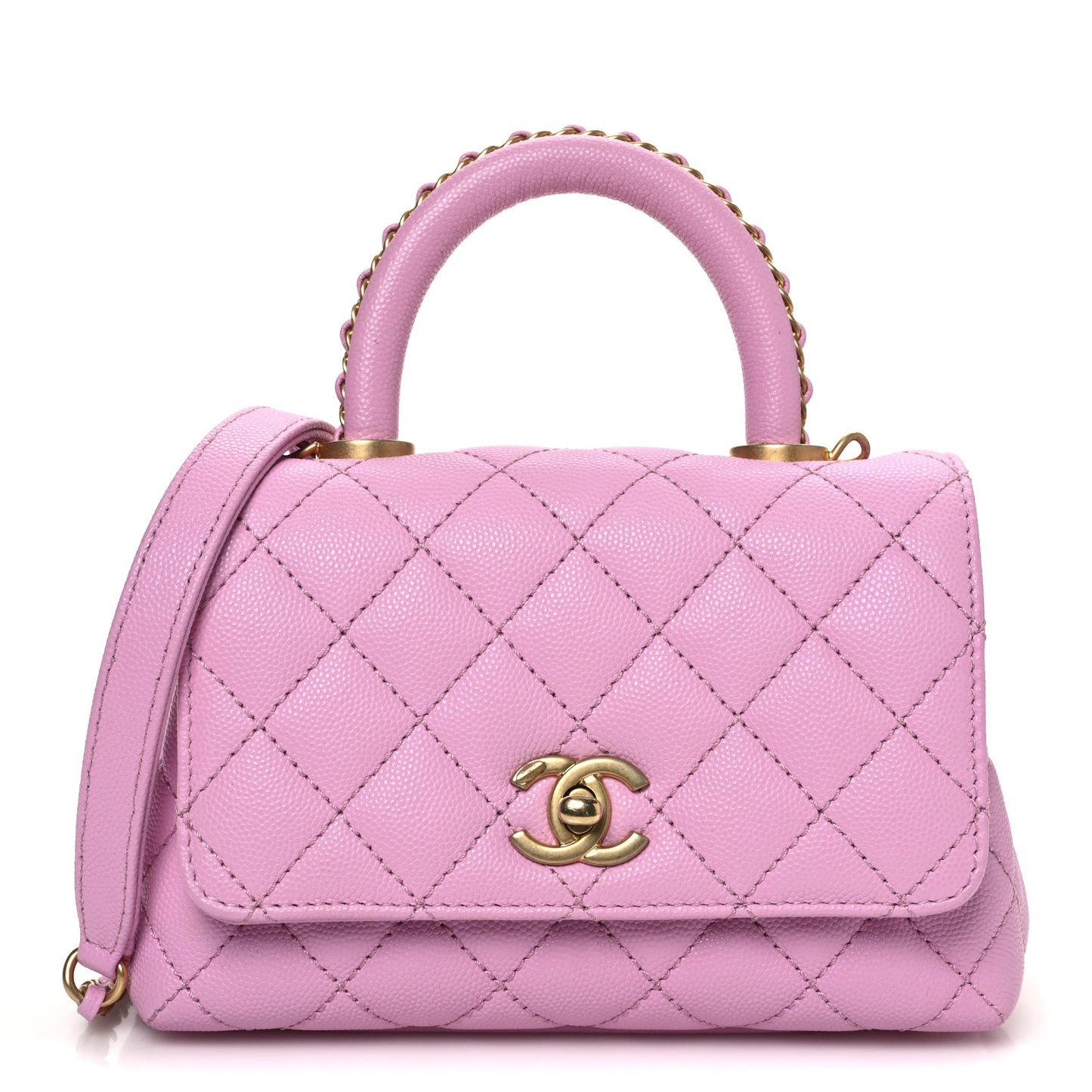 Caviar Quilted Extra Mini Coco Chain Handle Flap Pink
