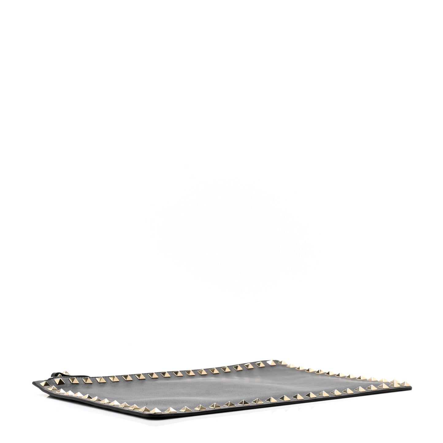 Vitello Large Rockstud Zip Pouch Black