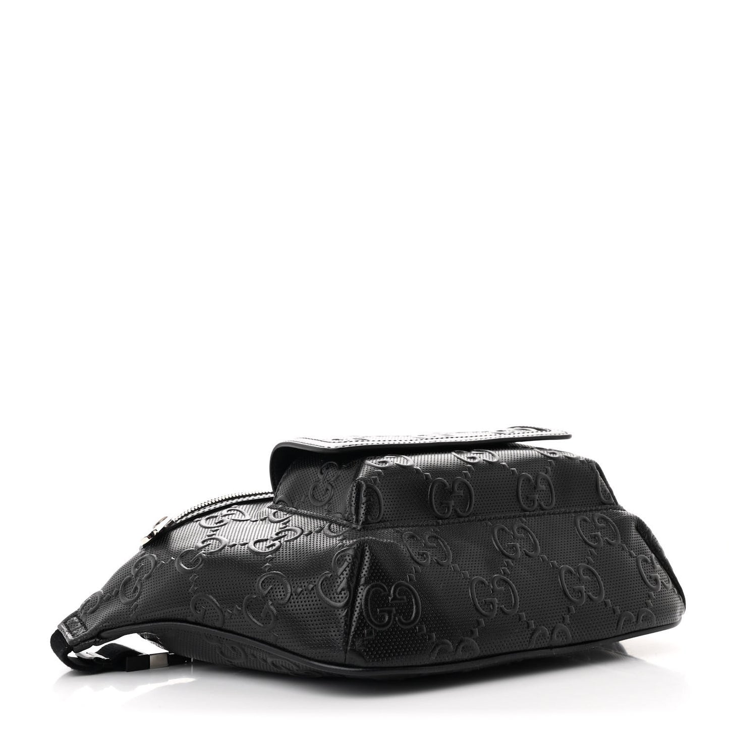 Calfskin GG Tennis Embossed Pocket Belt Bag Black