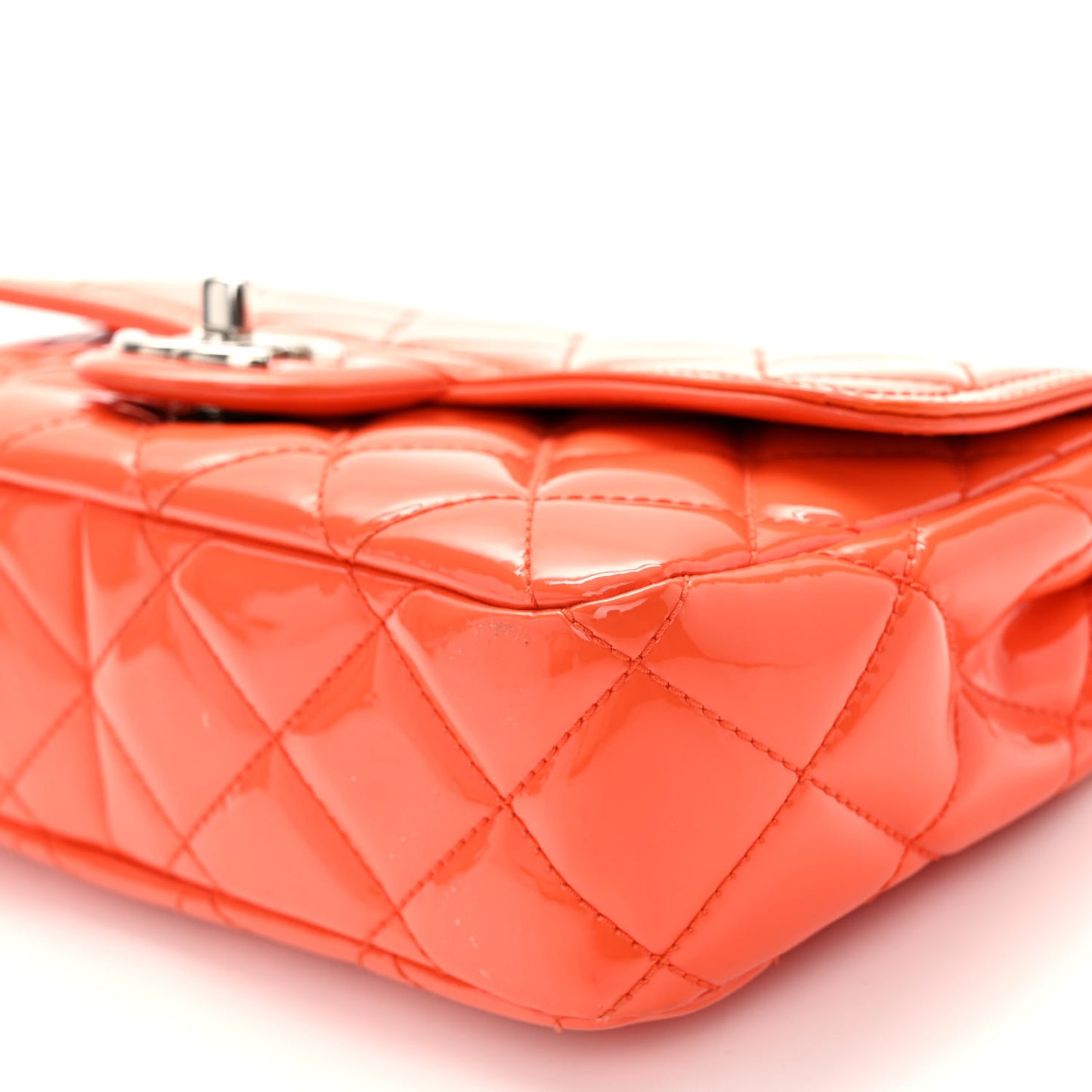 Patent Quilted Small Coco Shine Flap Orange