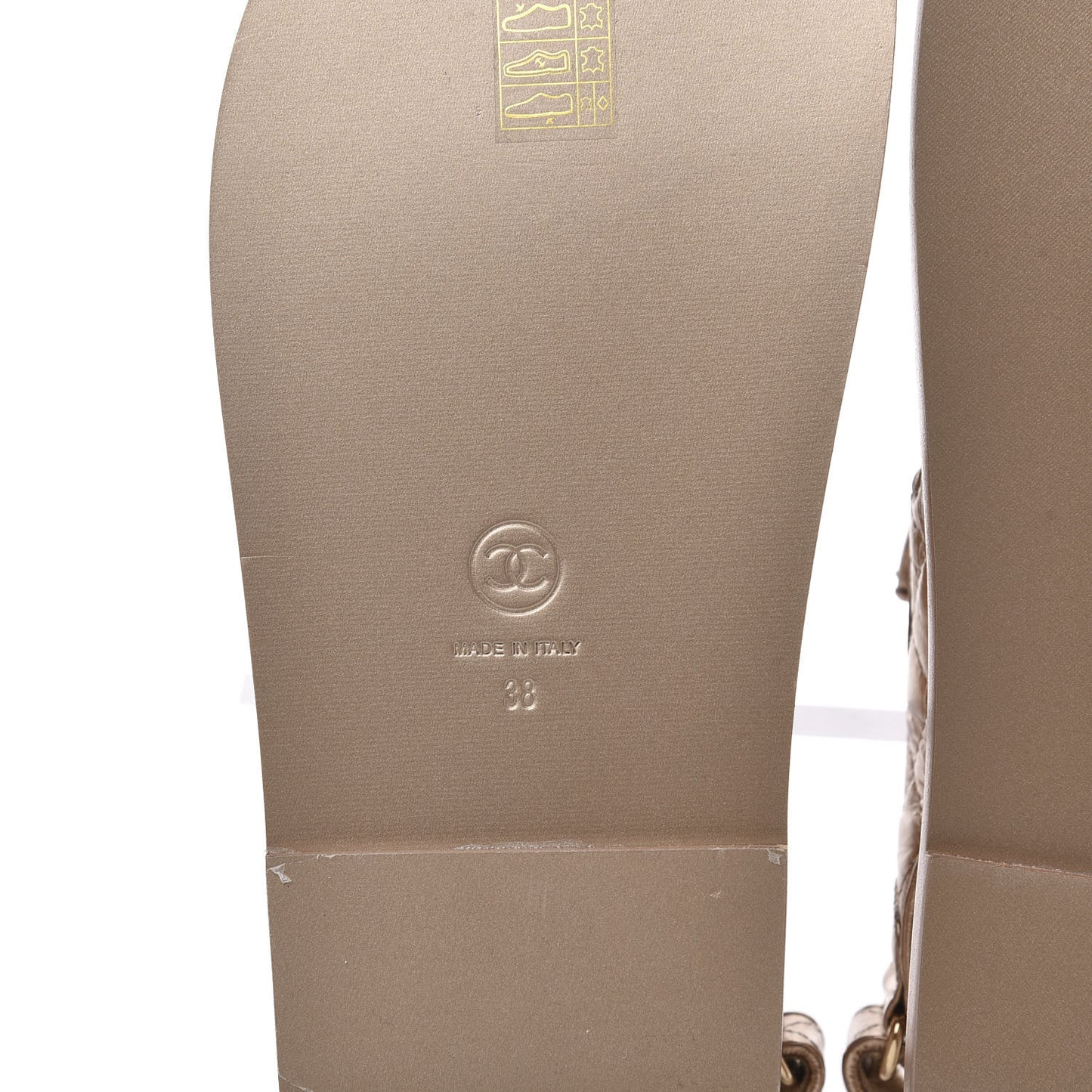 Iridescent Lambskin Quilted Velcro Dad Sandals 38 Light Bronze