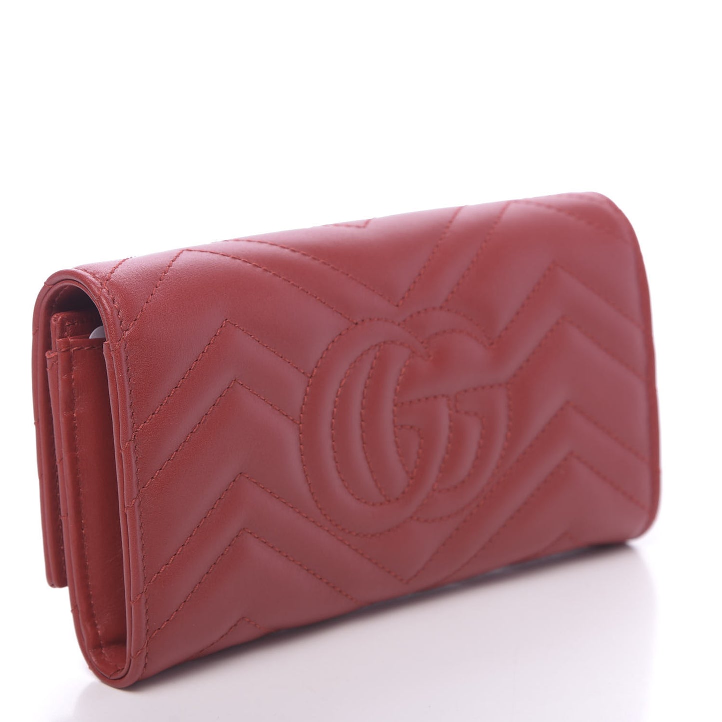 Calfskin Matelasse GG Marmont Continental Wallet Hibiscus Red